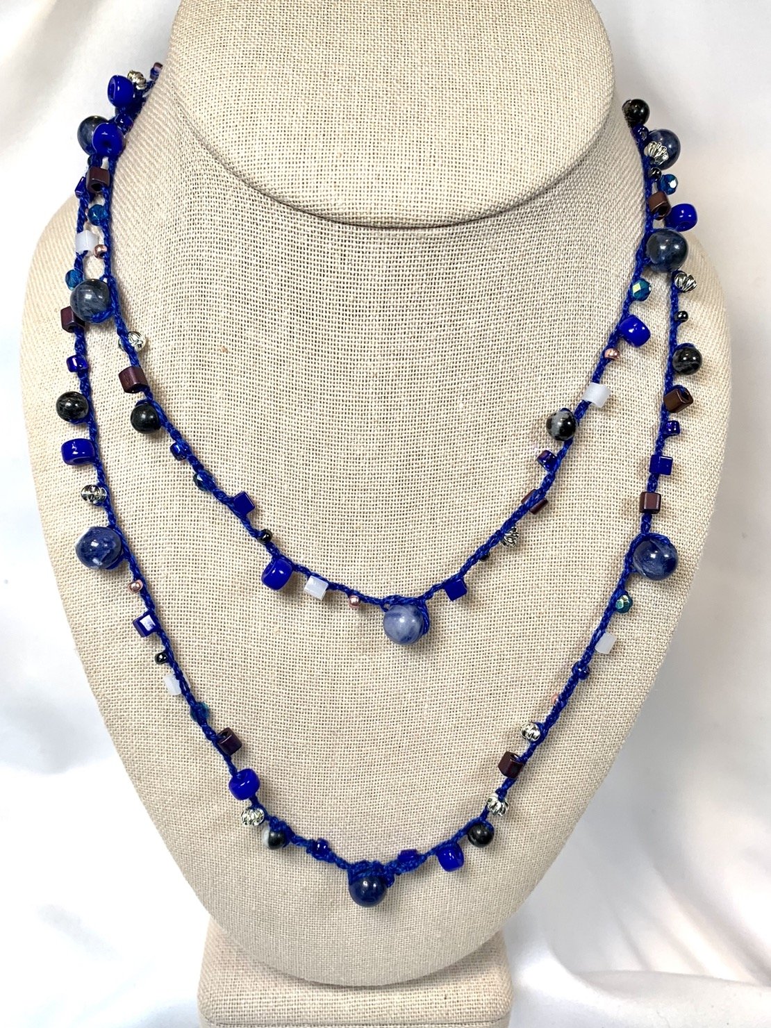 Crochet Wrap Gem and Bead Necklace BG42-1150