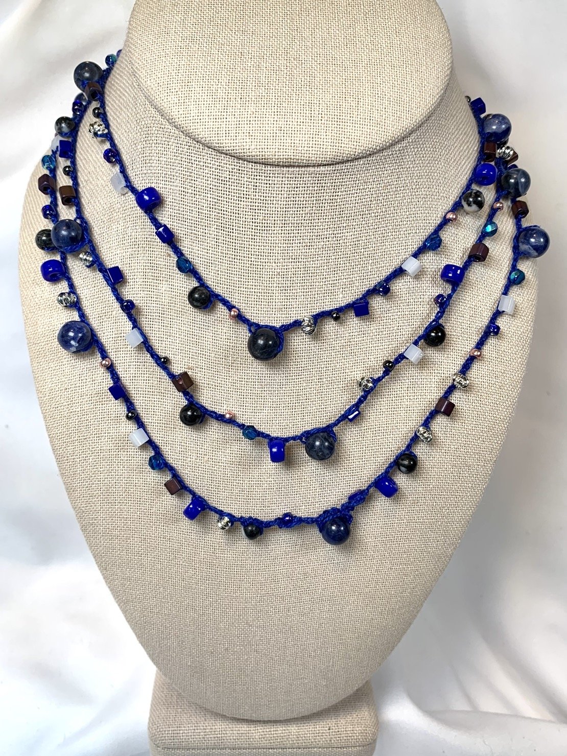 Crochet Wrap Gem and Bead Necklace BG42-1150