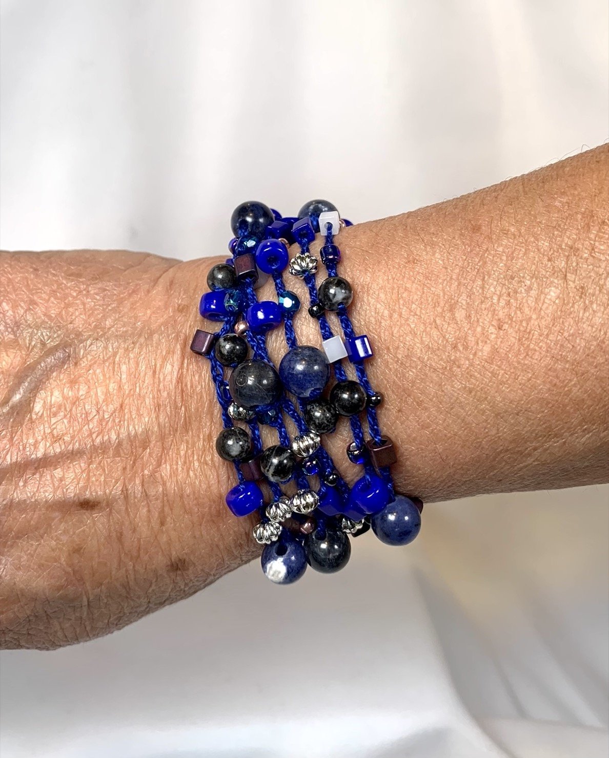 Crochet Wrap Gem and Bead Necklace BG42-1150
