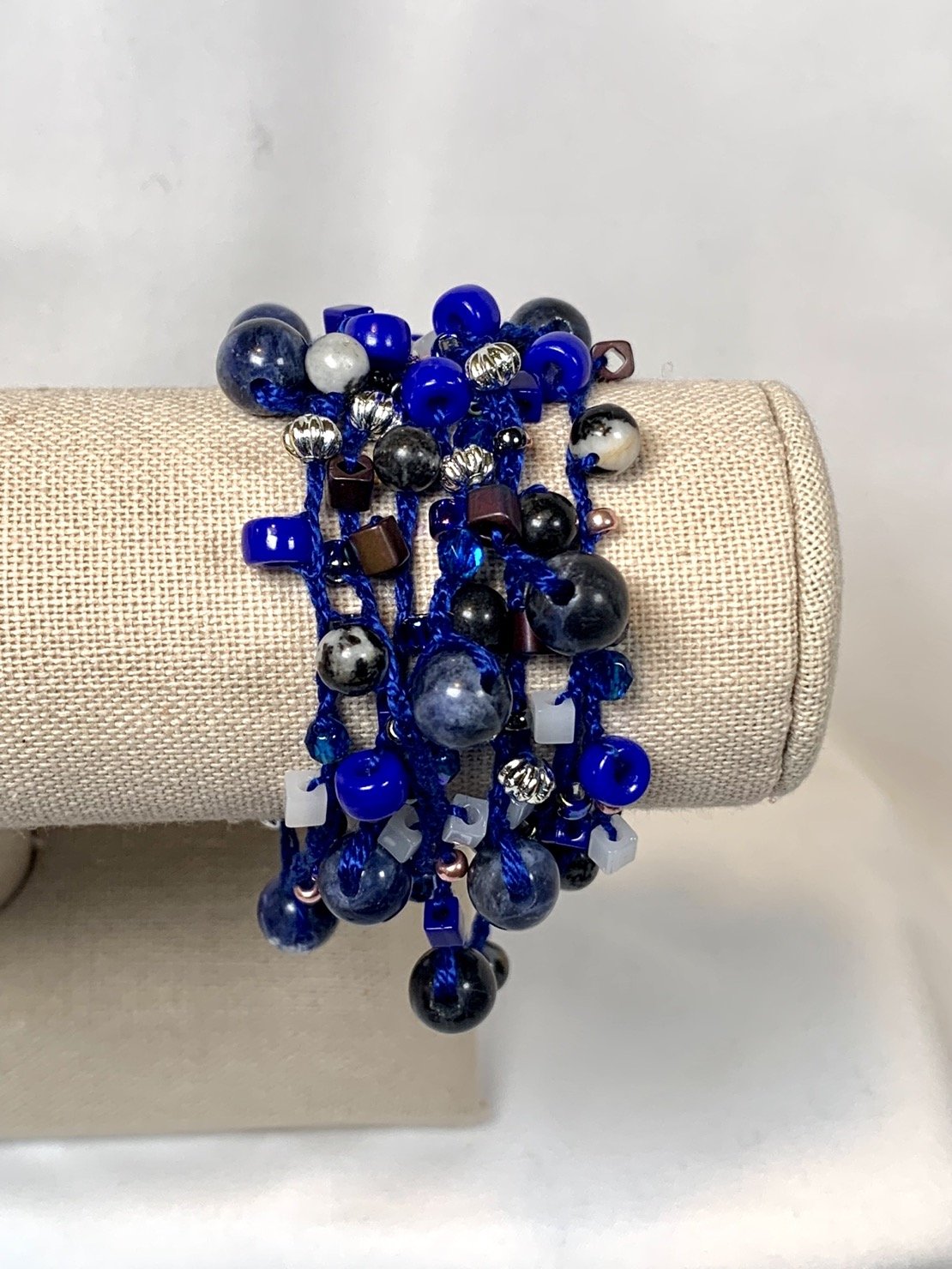 Crochet Wrap Gem and Bead Necklace BG42-1150