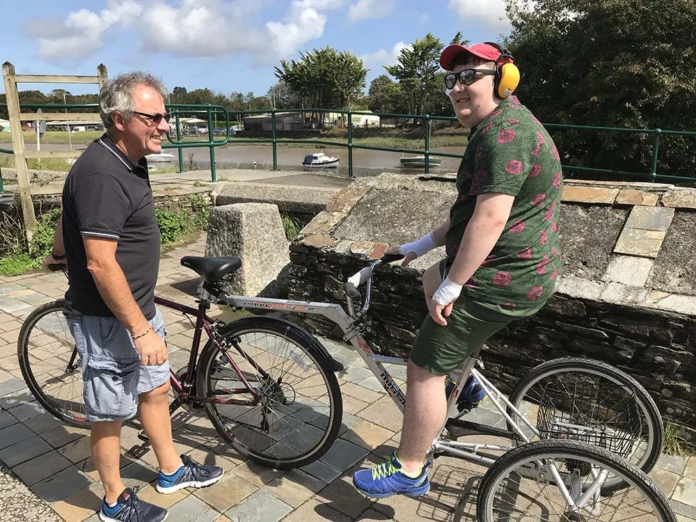 Teh Trailer Trike enables Andy to take Seamus on a much enjoyed adventure on the Camel Trial