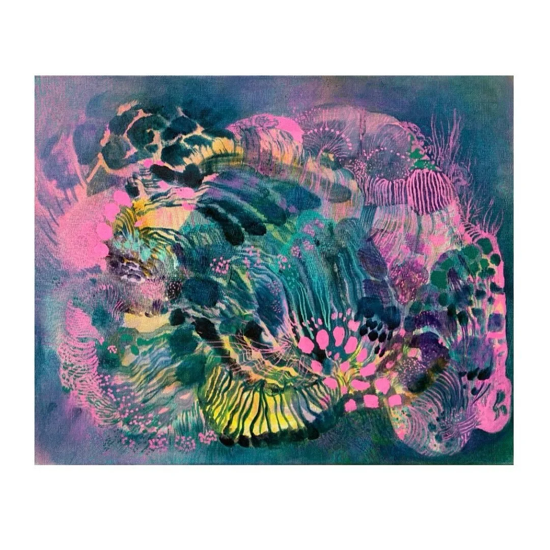 Encounters by @noora_tirkkonen is available now on @halfofvenus gallery, link in bio. Noora Tirkkonen (b. 1990) is a Finnish visual artist who primarily works in the field of painting. Her paintings are filled with vibrant colors, organic patterns, a