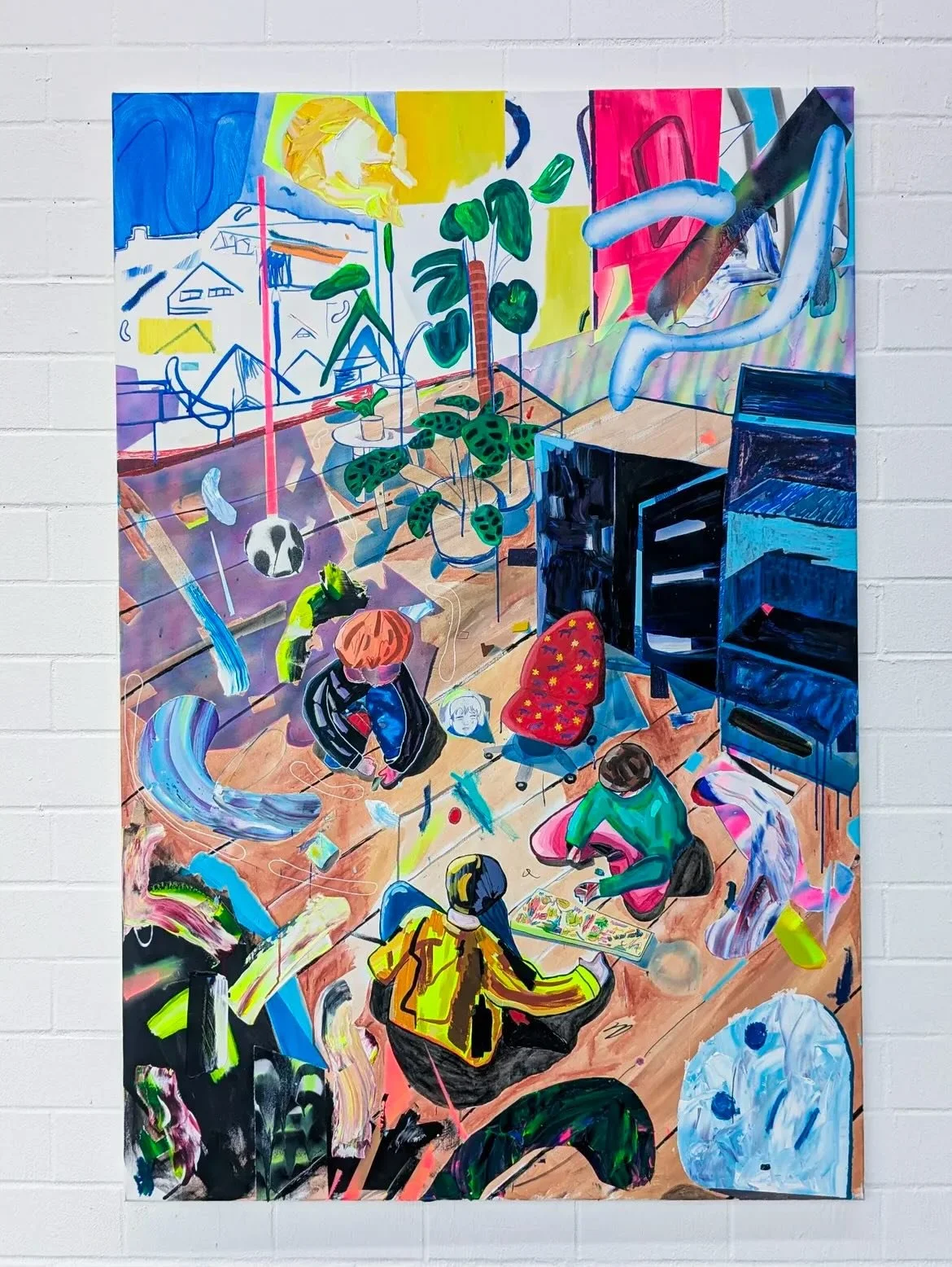 Hubschrauber (180 x 120 cm) by @hazlosein is now available through @halfofvenus gallery, dm or link in bio. Juan-Pablo Villacura (b. 1986) is a Chilean painter living and working in Germany. He studied art at the University of Chile and is currently 