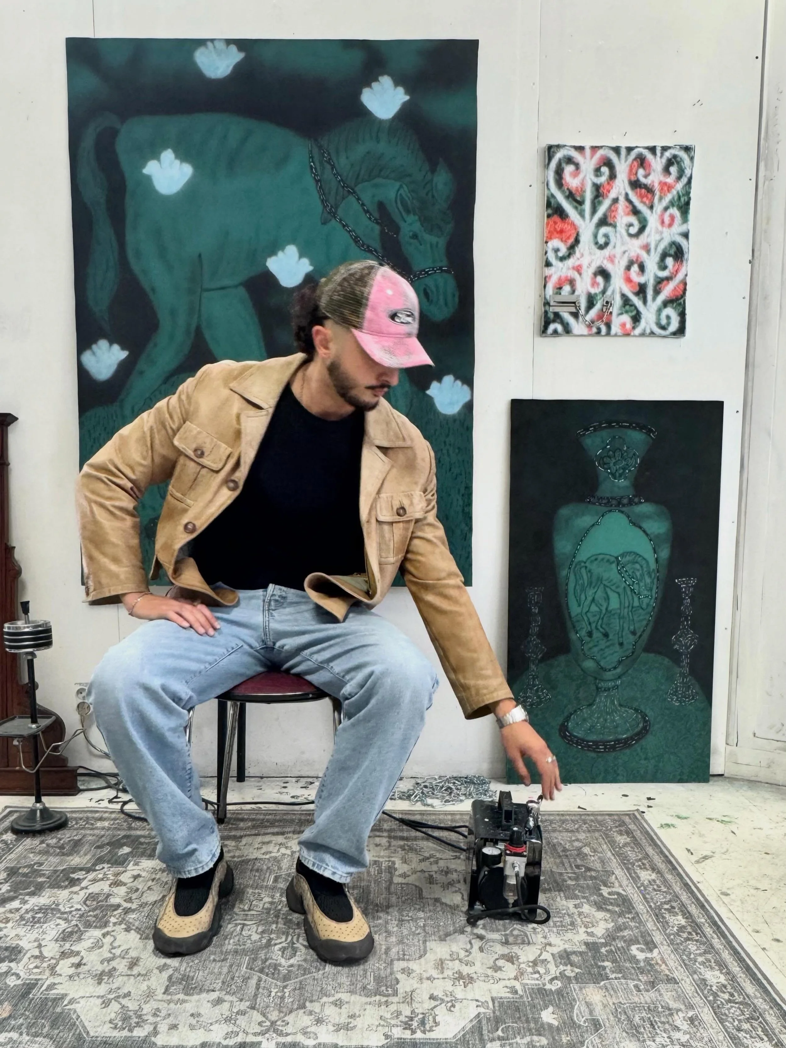 Introducing Antoine Traineau @this.is.atn , featured artist @halfofvenus gallery. Antoine Traineau&rsquo;s work explores the unstable moment when images emerge, fade or vibrate between light and obscurity. Using airbrush layers, pointillism and mater