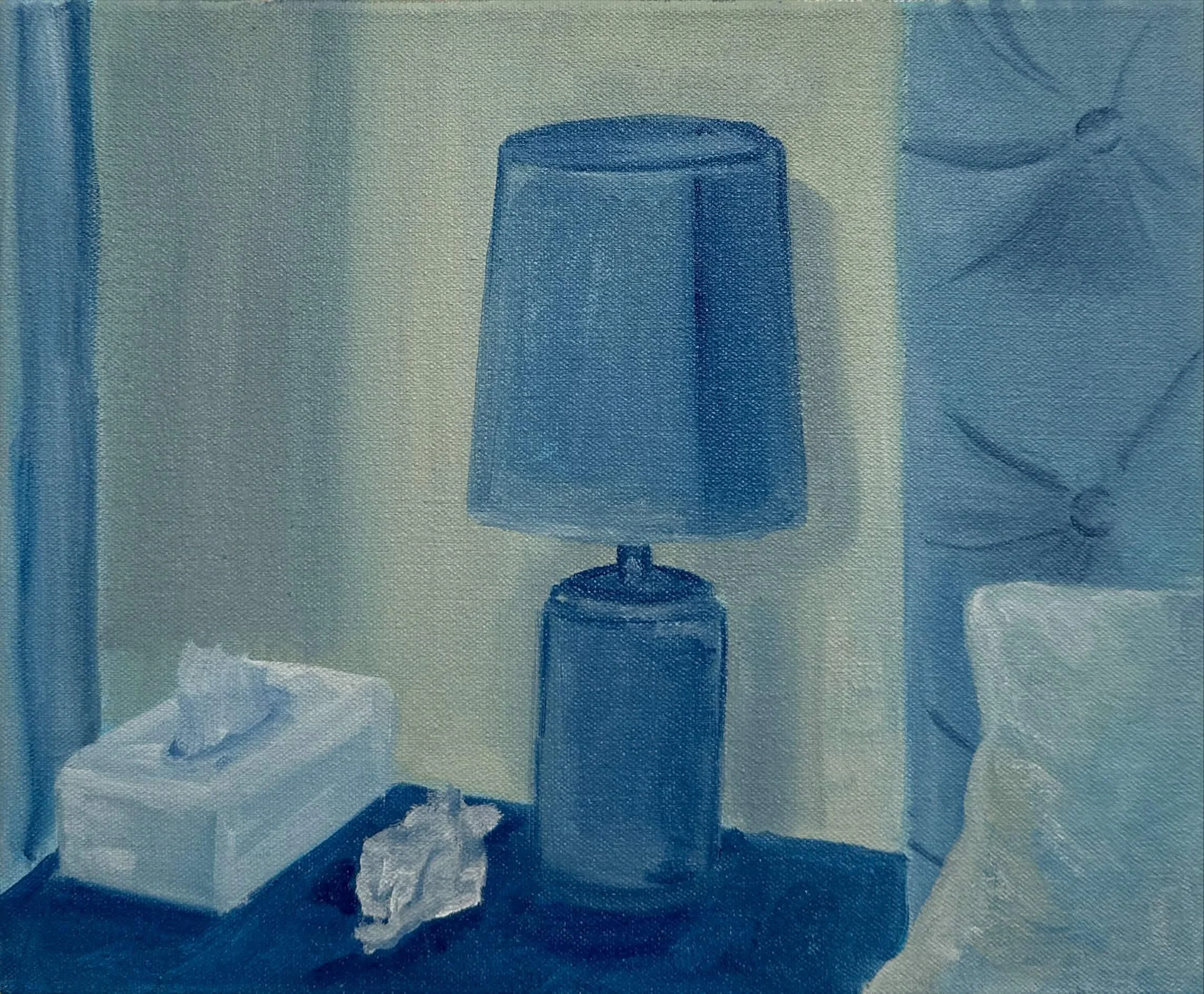 Was the lamp watching? (2025), 25 x 30 cm, acrylic on canvas