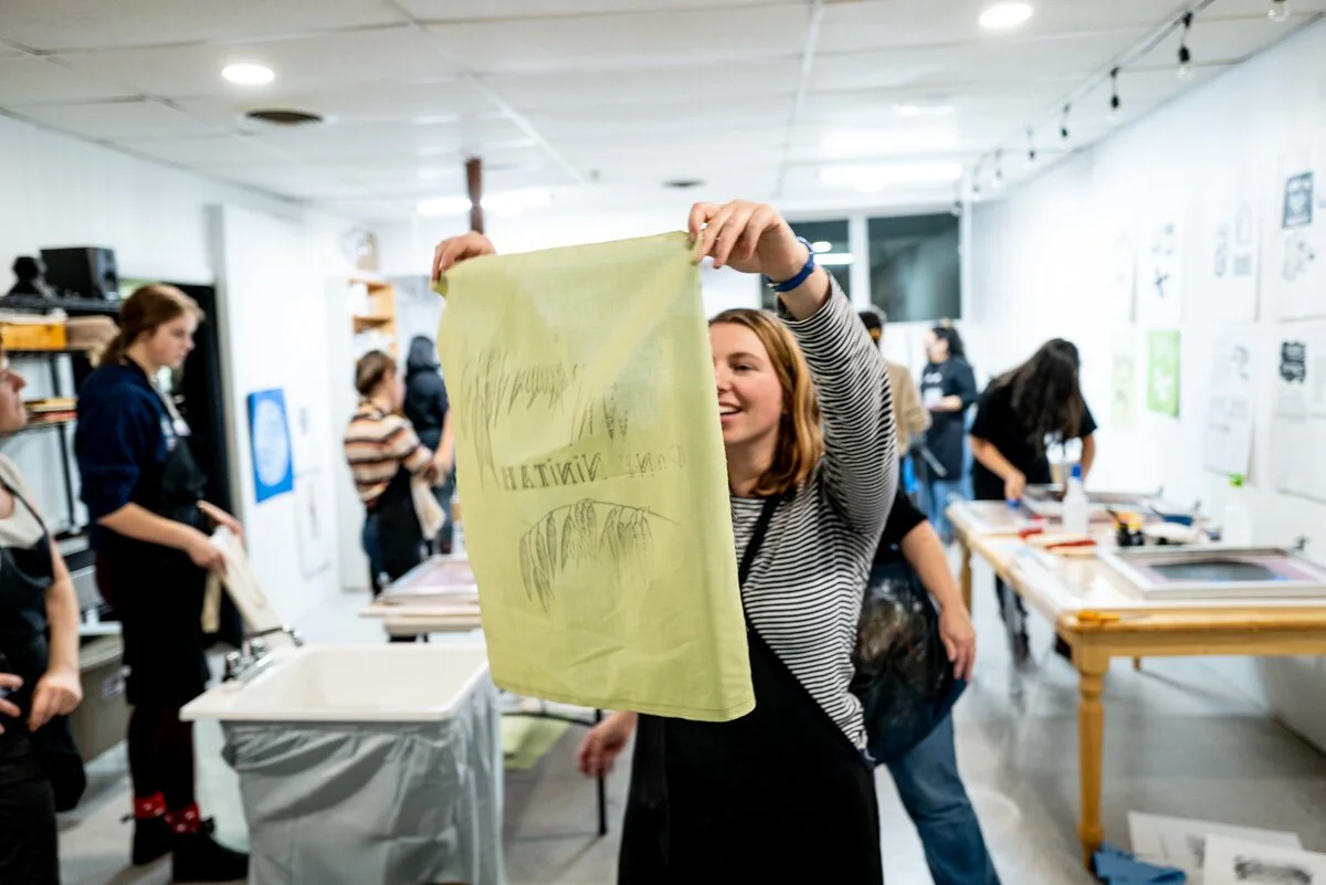 The River Rail: Occupy Colby, Popup Printmaking Workshop with Hinge Collaborative