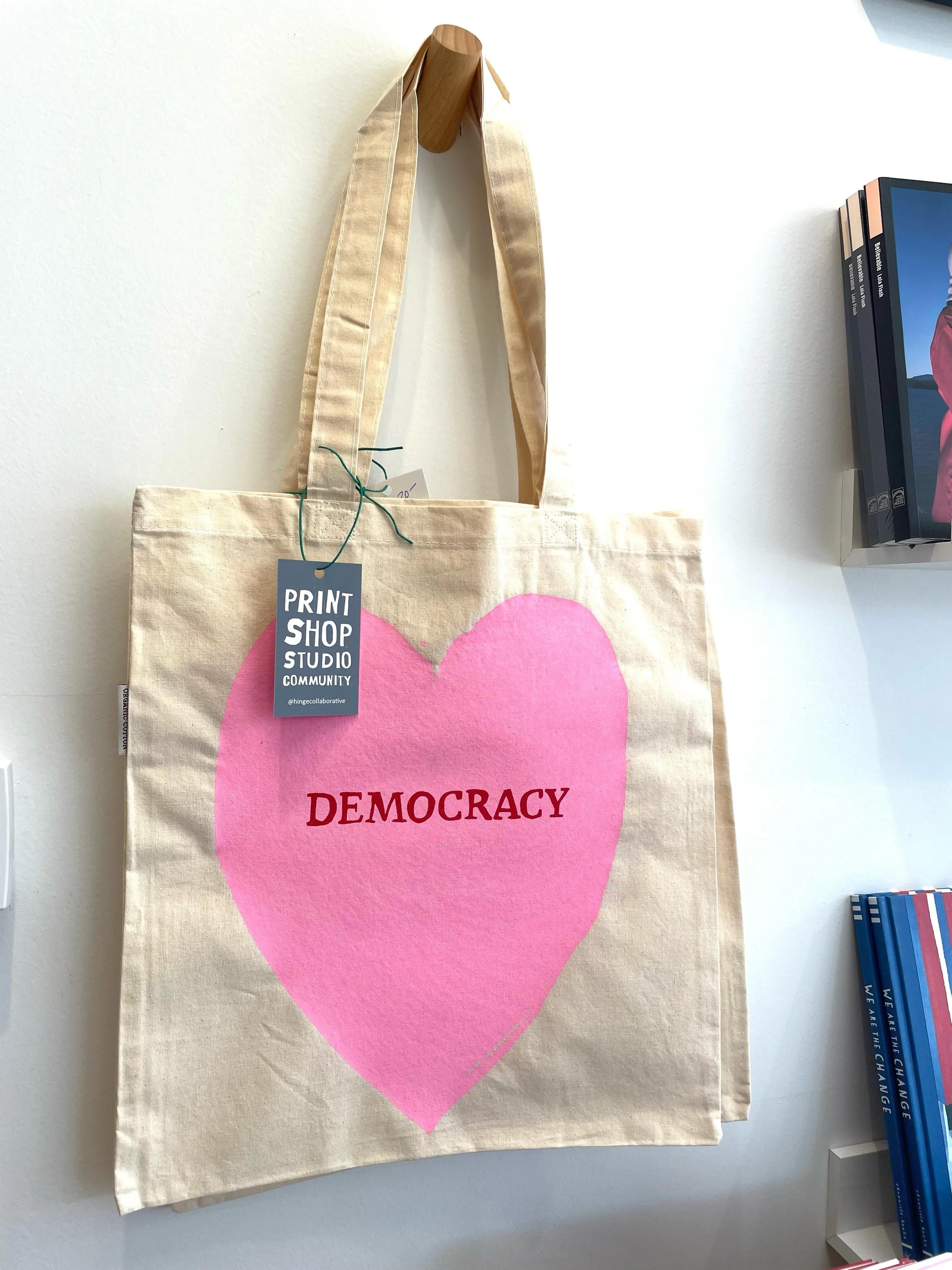 Some new limited edition tote bags here. See you in the shop Thursday through Saturday 12-5 and bringing some to First Friday @space538 on August 7. See you out there friends! Another world is possible. Voting rights. Democracy. #civicparticipation #