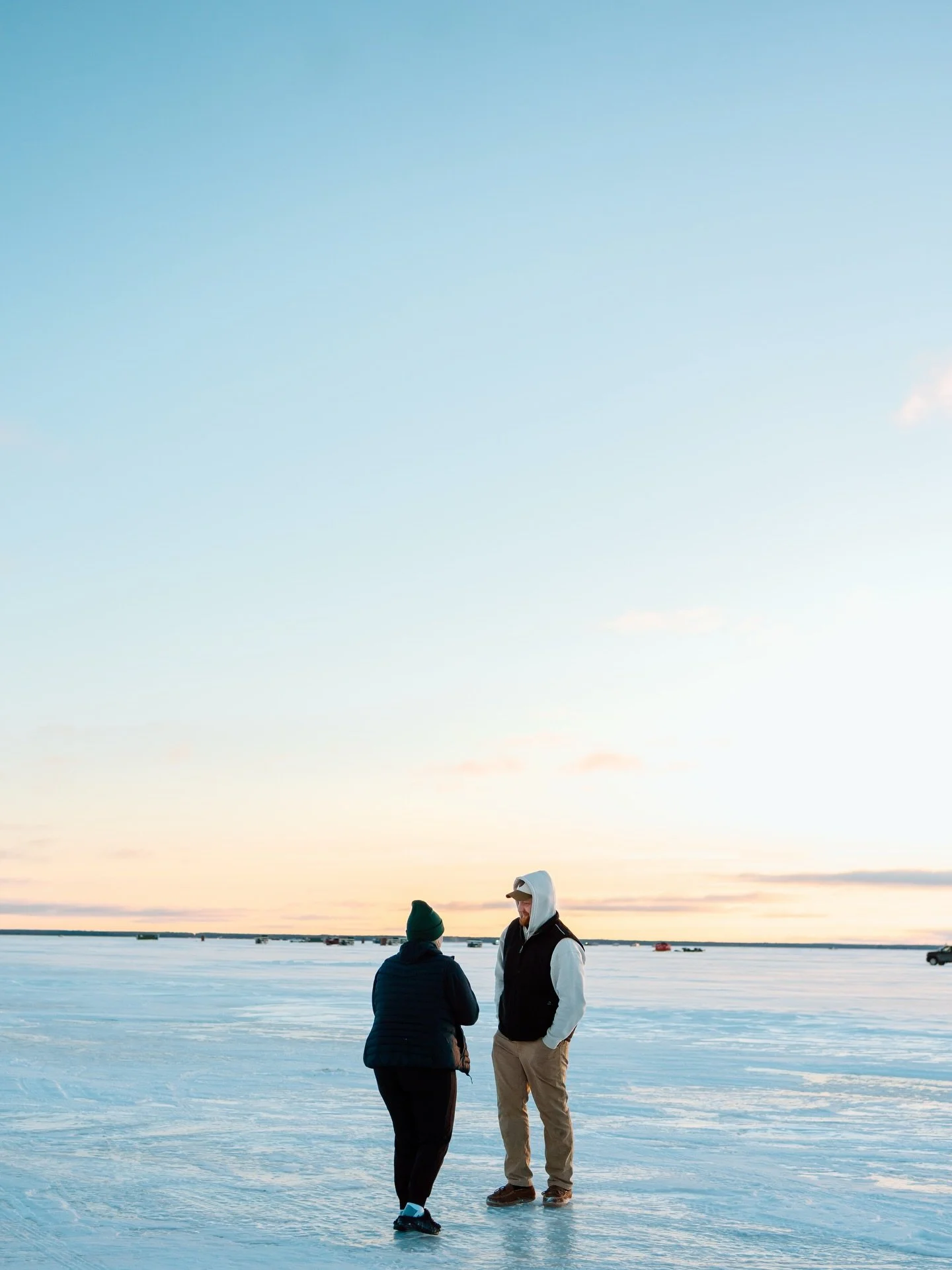 An engagement while ice fishing, describes Jack &amp; Maddie all too well! So happy for these two! 

&amp; of course a beautiful sunset for them as well! 

#mnphotographer #winterengagementphotos #mnengagementphotographer