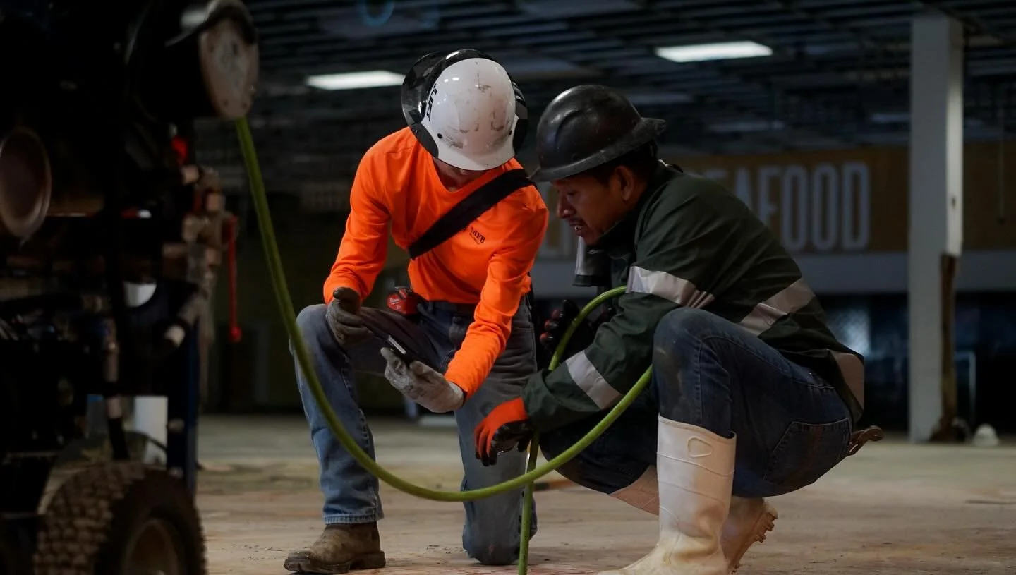 Ready, Set, Jet. 
Benito and his crew made quick work of these dirty drains in this commercial store renovation through the Hydro Jetting process, blasting away years of grime and buildup and ensuring the new store opening here won&rsquo;t have any i