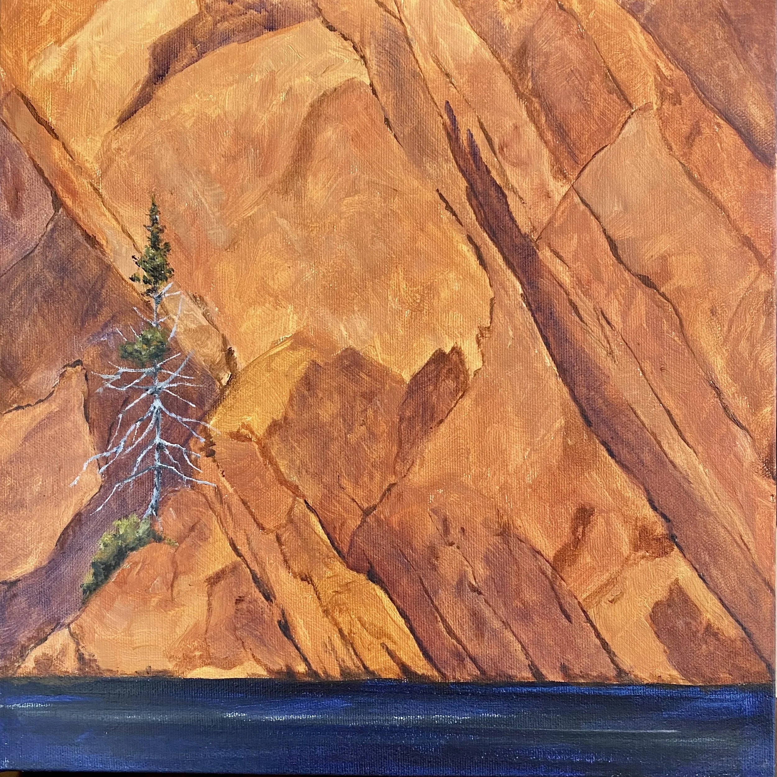 At the Base of Bon Echo (12 x 12, acrylic - SOLD)