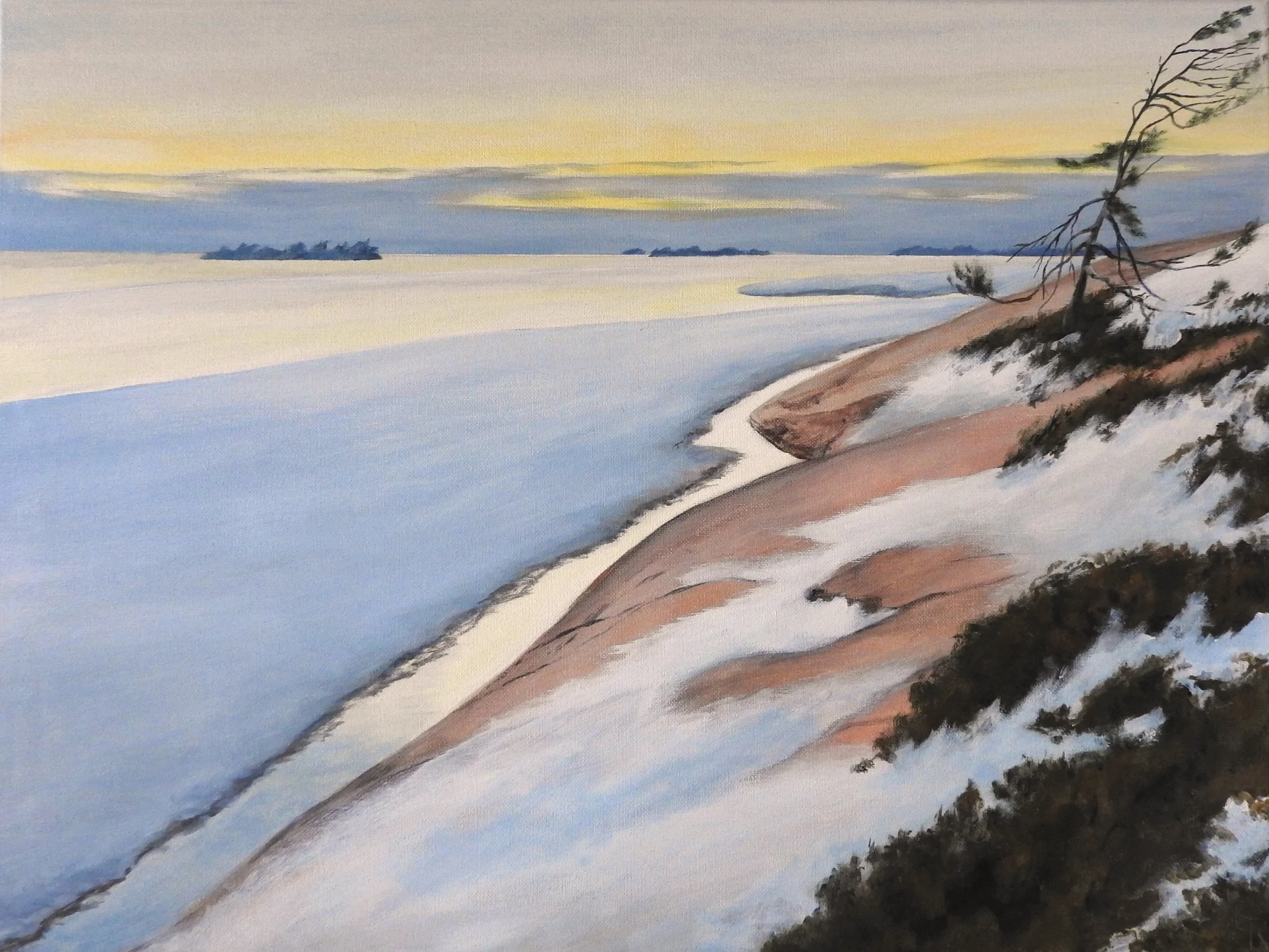 Calm Winter Sunset (20 x 16, acrylic) SOLD