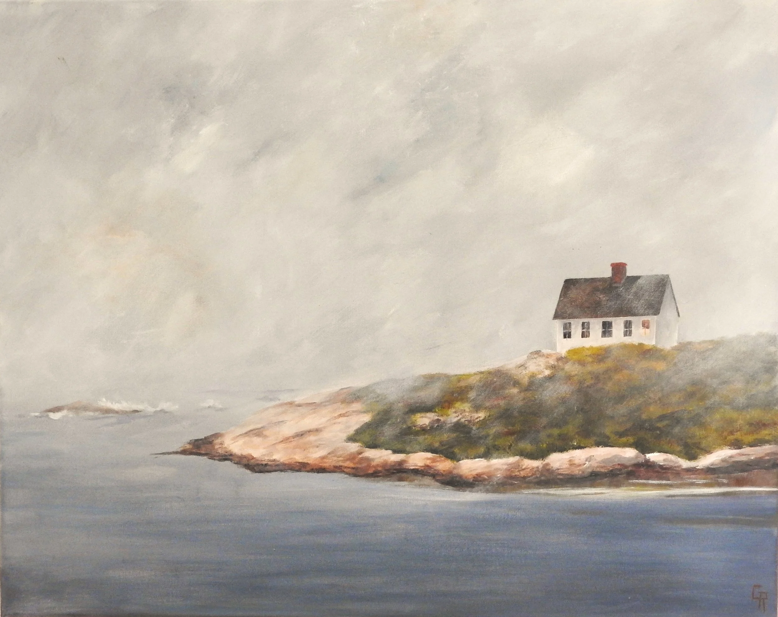 Fog Rolling In, Peggy's Cove (36 x 30, acrylic - SOLD)  
