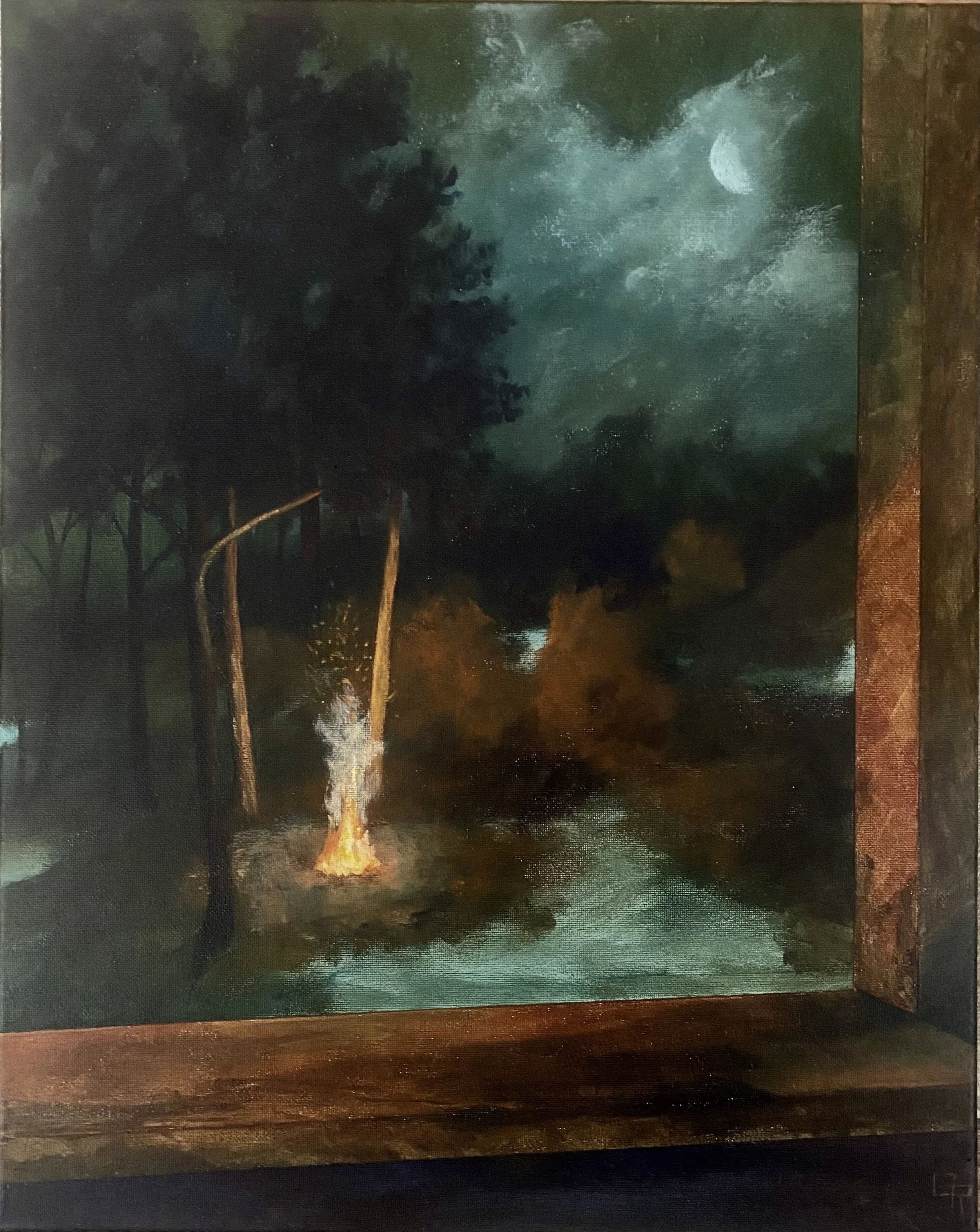 Night Fire (14 x 18, acrylic, SOLD)