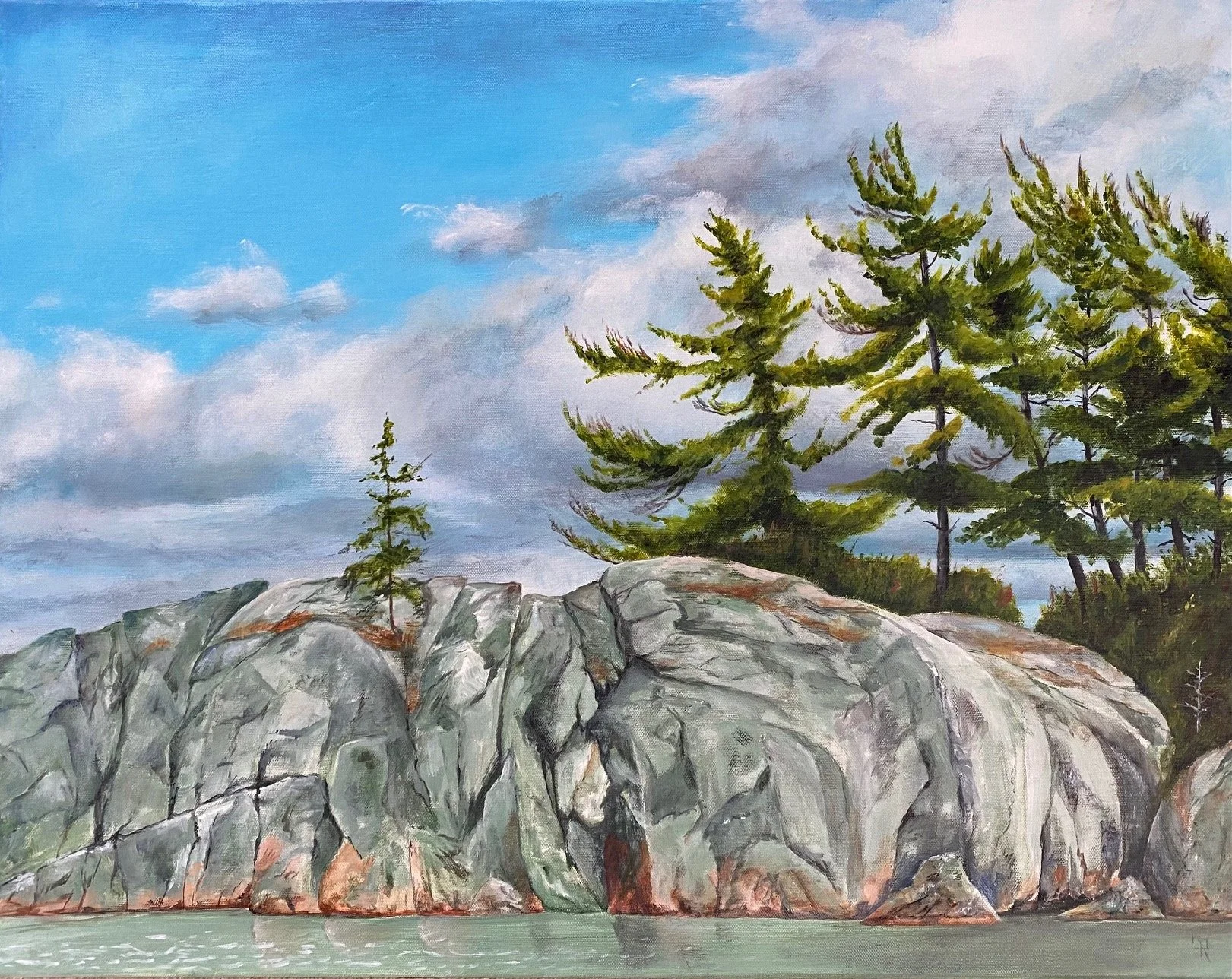 Rock Face. Lake Huron (36 x 24 acrylic) SOLD 
