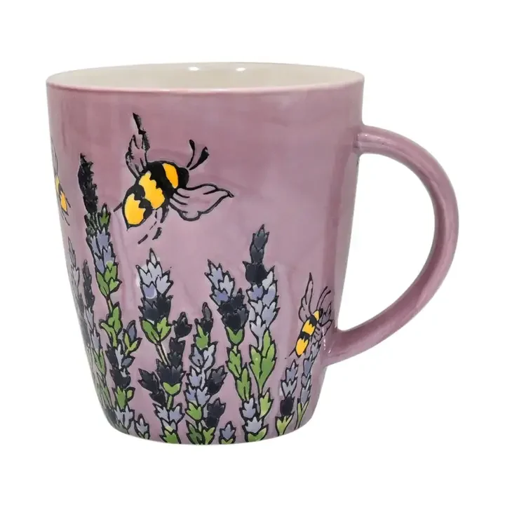 Spring Bee Porcelain Mug 12oz – 4" Ceramic Mug, Microwave & Dishwasher Safe