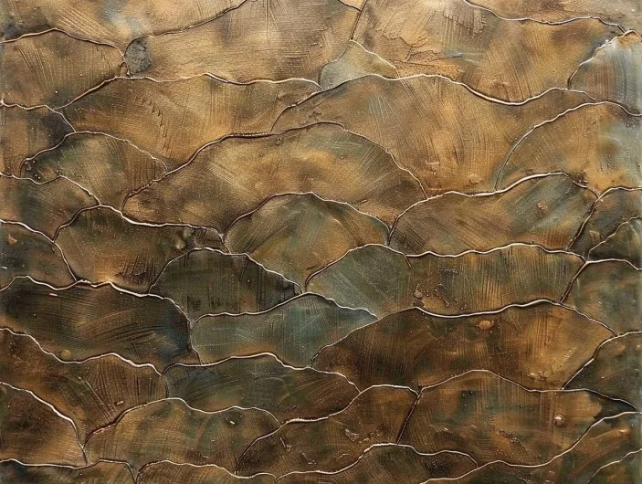 Textured metal wall panel with hand-applied patina, AmorettiLAB wall art