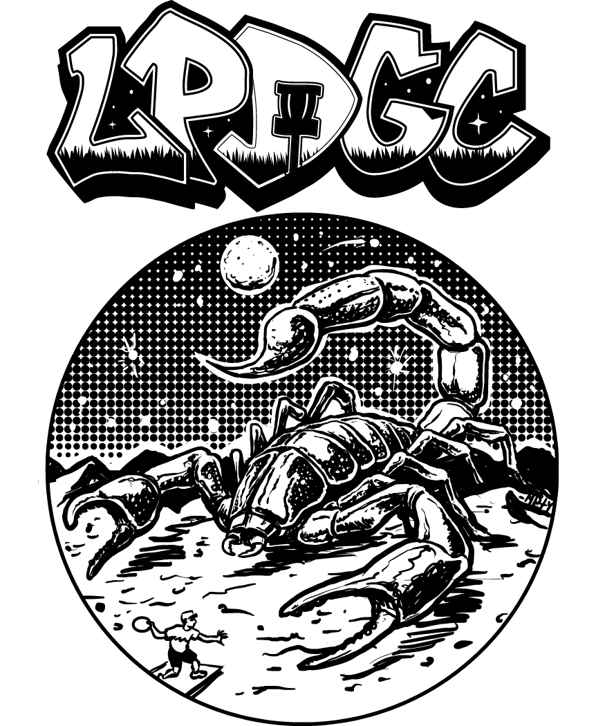 The final logo that ultimately was printed. Lunacy XV was fully removed and LPDGC was enlarged and thickened for print.
