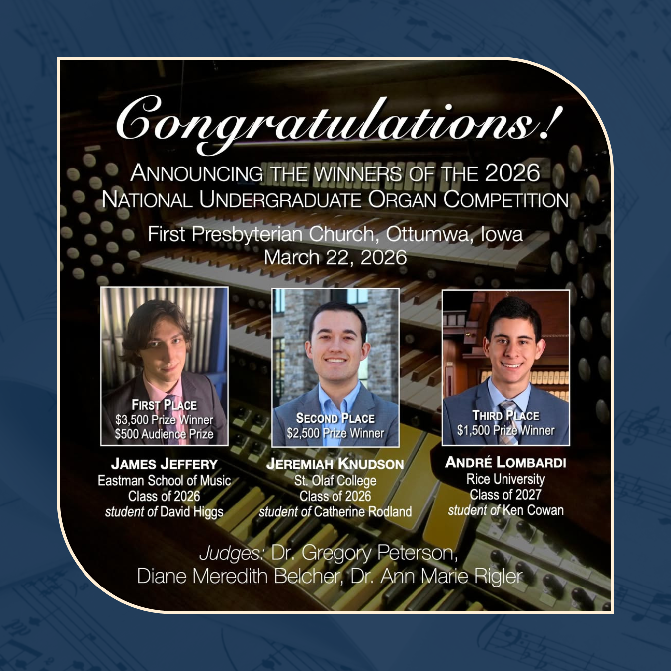 LSM 2025 Organ Fellow Jeremiah Knudson Places In Organ Competition