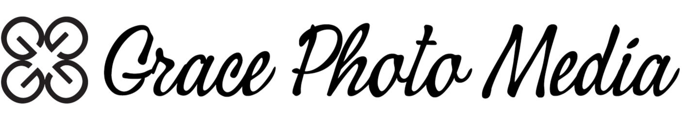 Grace Photo Media logo with a decorative flower icon and the text 'Grace Photo Media' in cursive font.