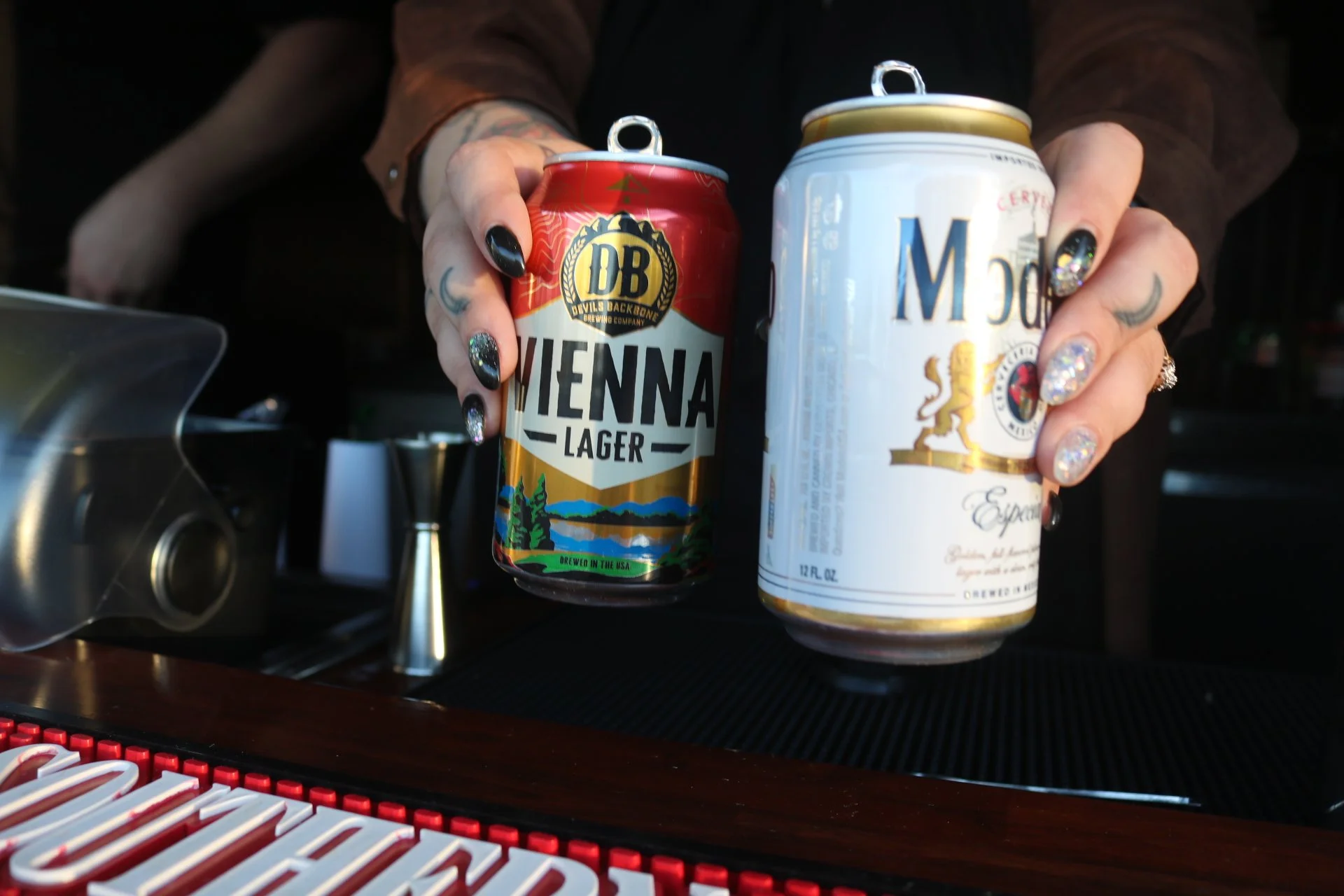 Vienna Lager and Modelo beers being served up by Golden Raven Mobile Bar