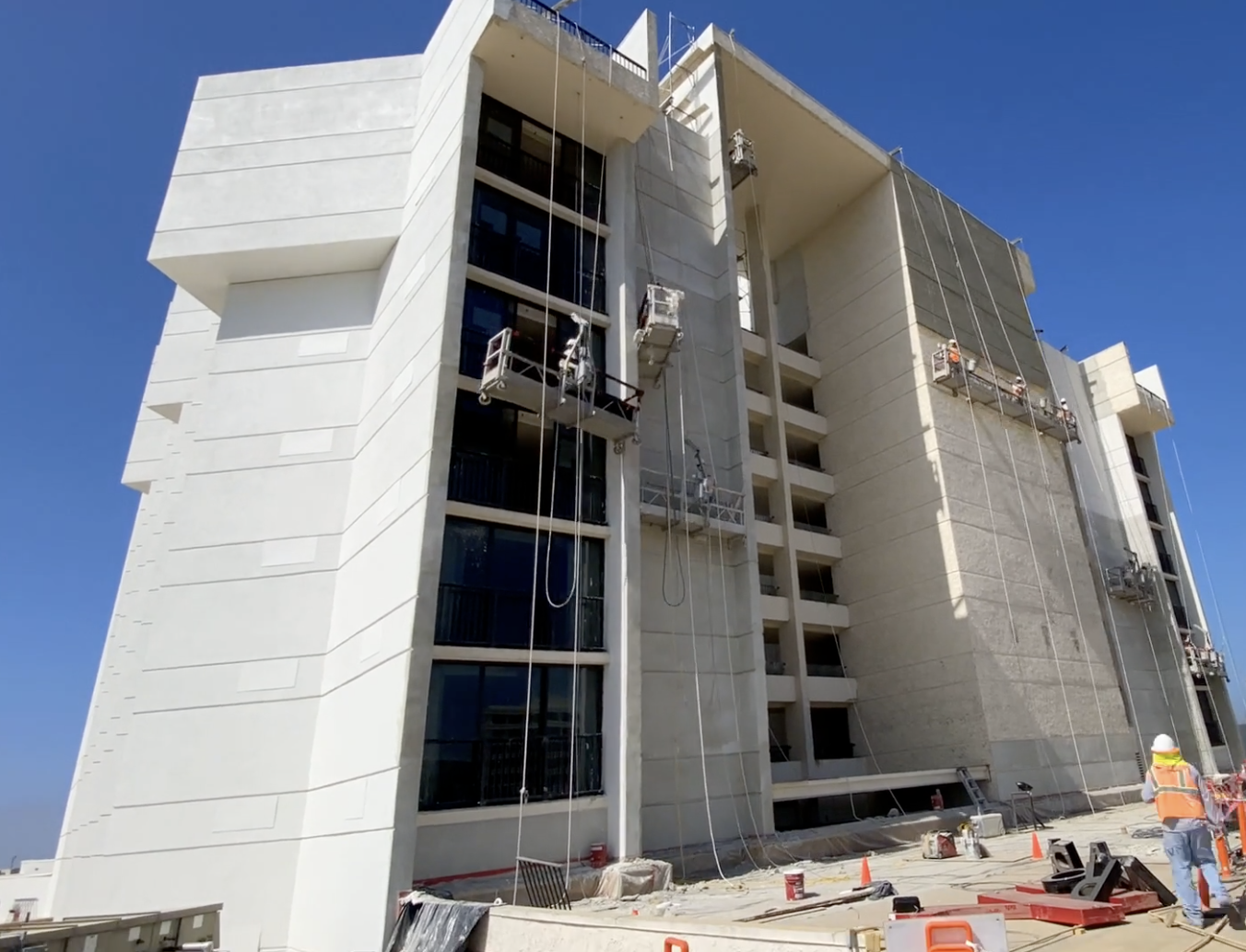 commercial high rise exterior painting and resurfacing project
