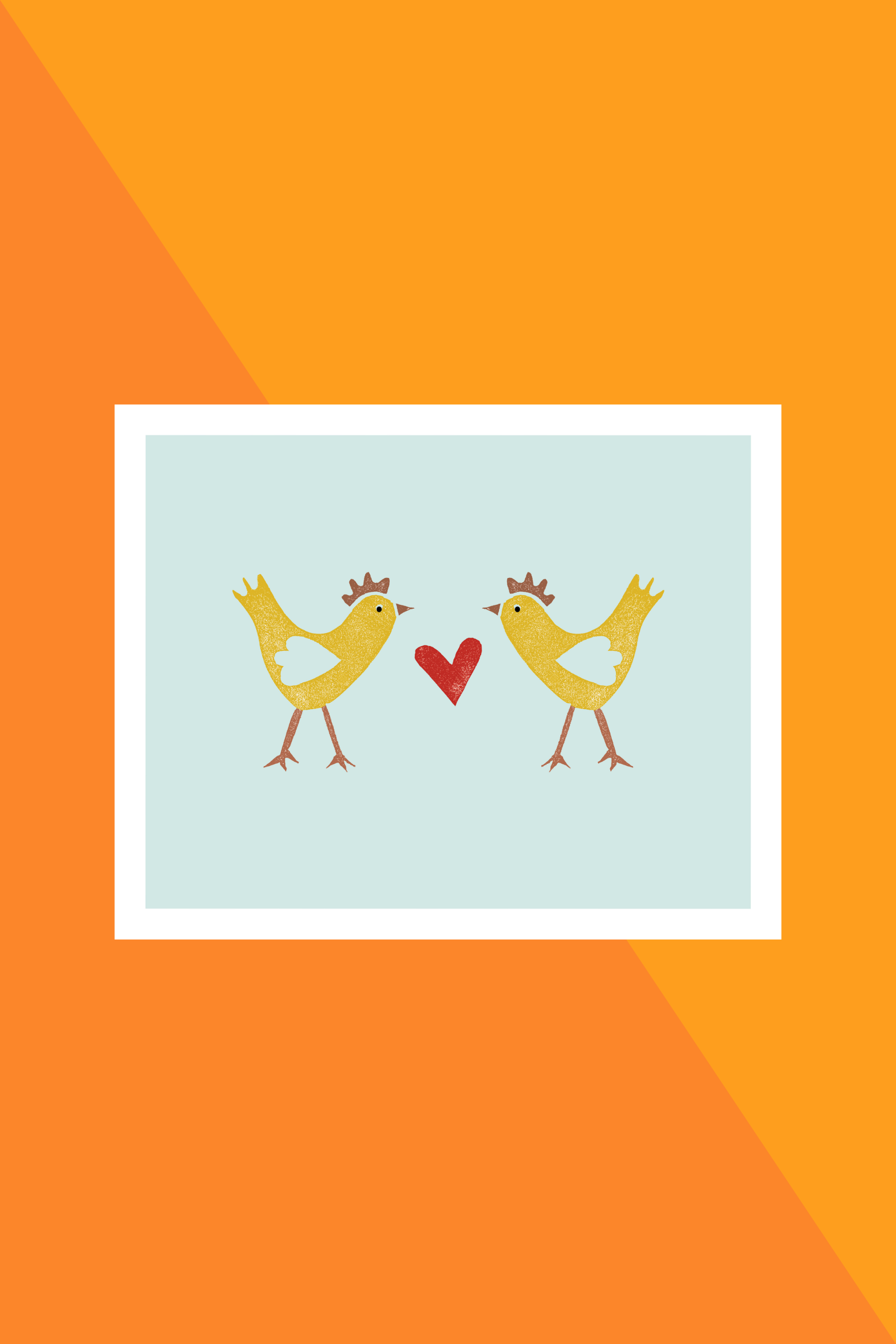 "Chicken Love" Linocut 8x10 Print