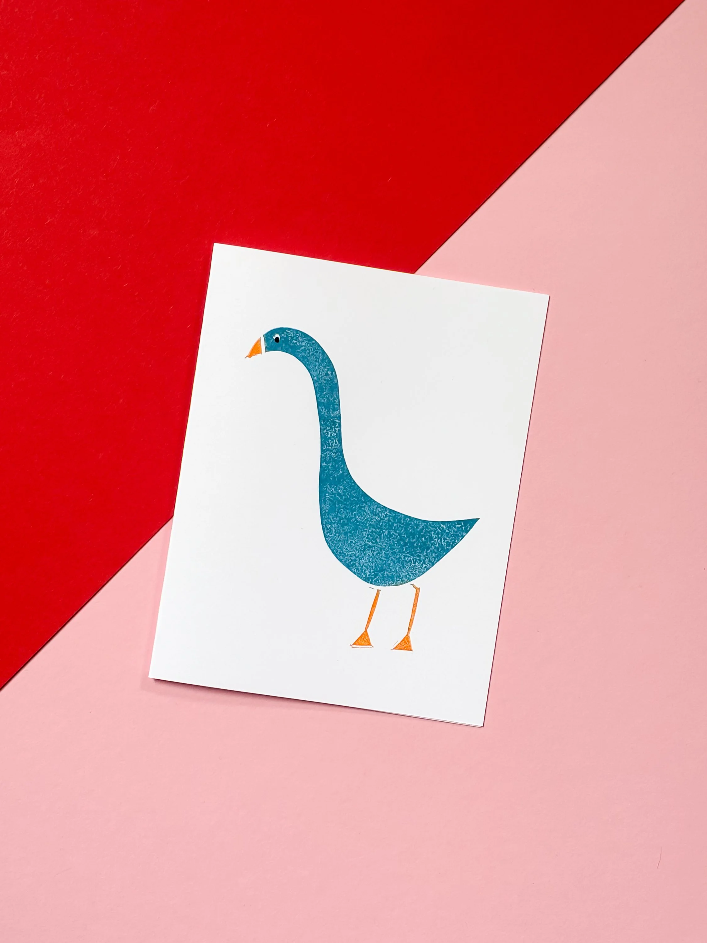 Handprinted Linocut Greeting Card - "Silly Goose"