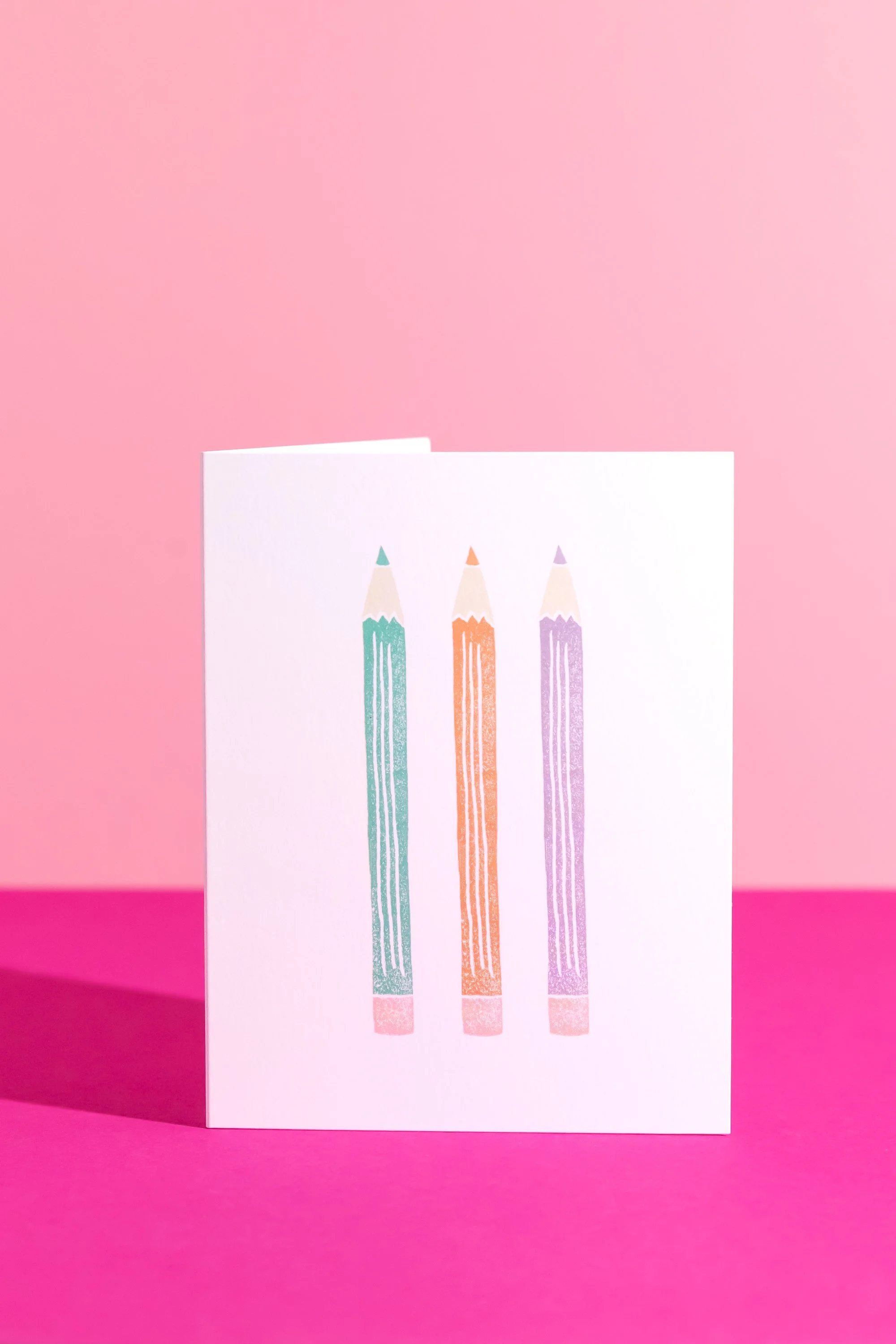 "Pencil Pastels" Linocut Greeting Card