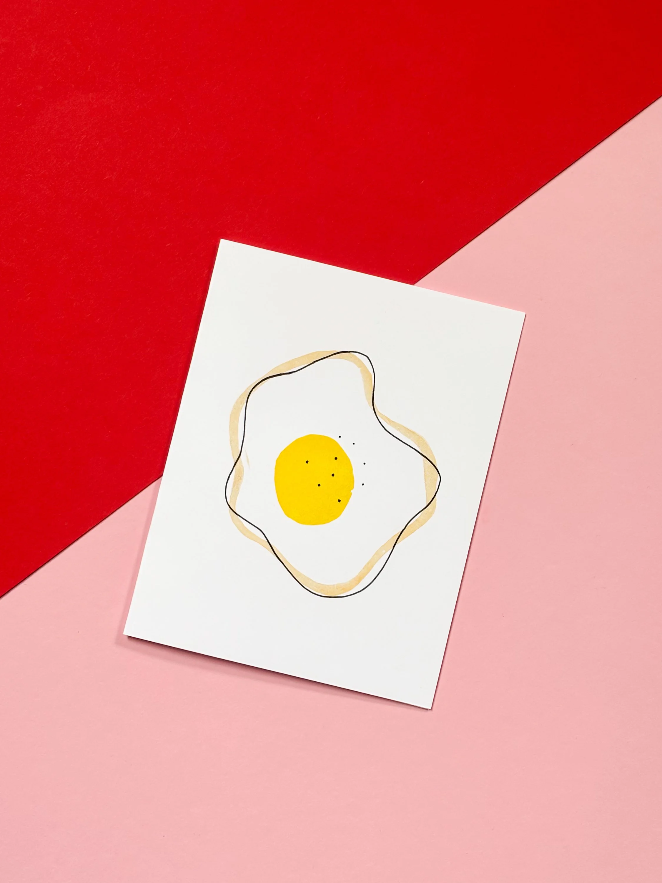 Handprinted Linocut Greeting Card - "Sunny Side Up"