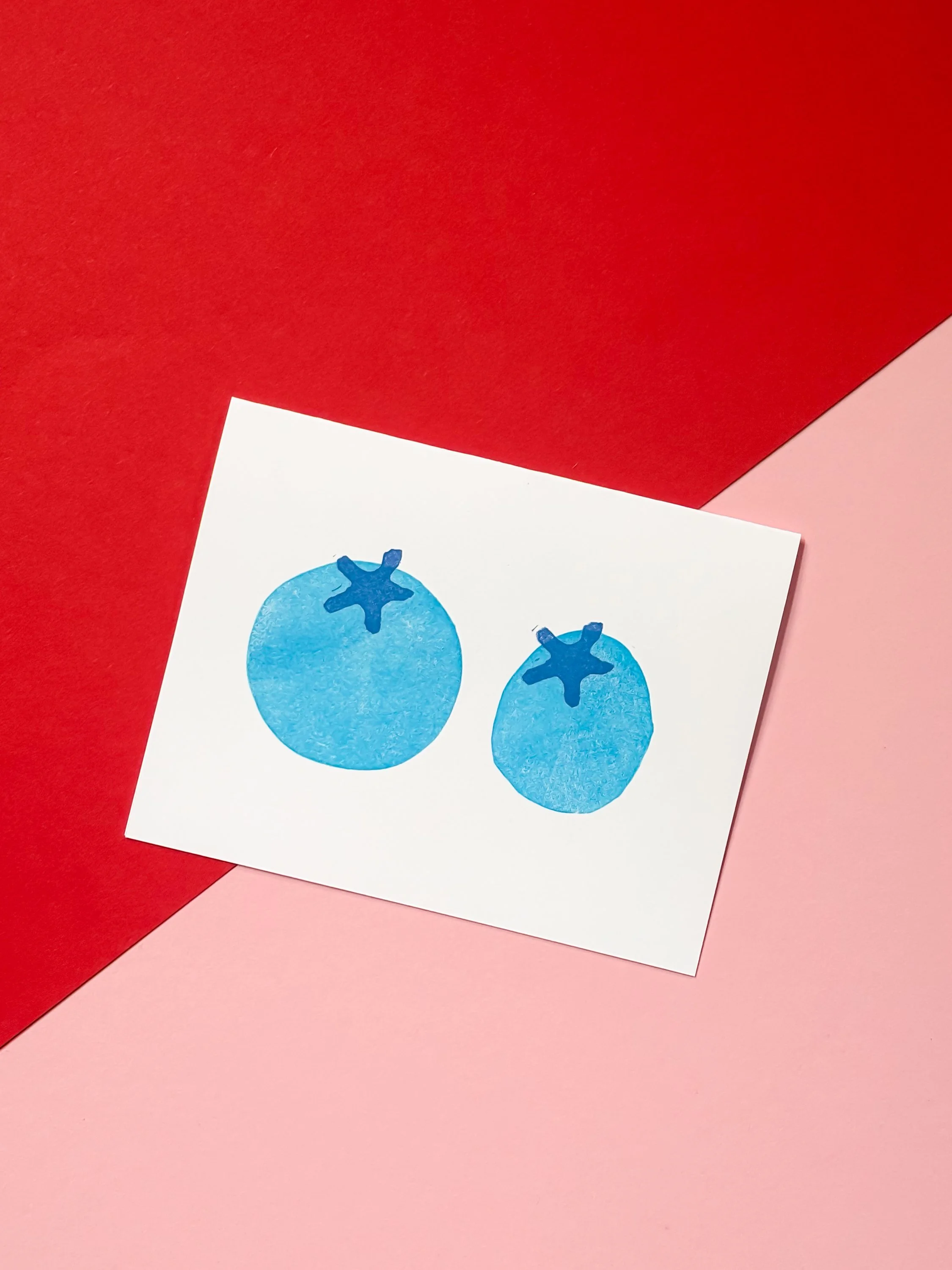 Handprinted Linocut Greeting Card - "Bluebs"