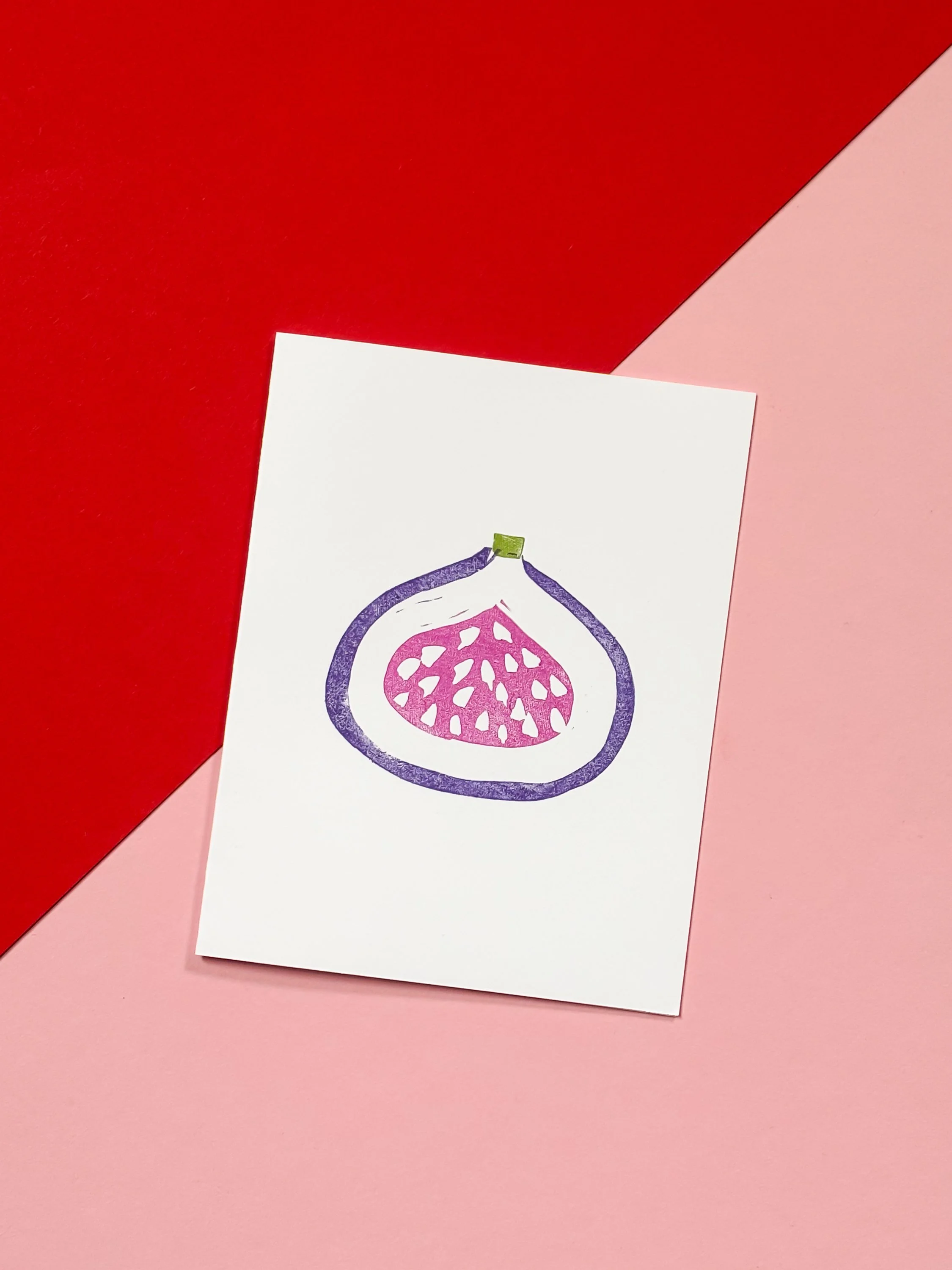 Handprinted Linocut Greeting Card - "Figs"