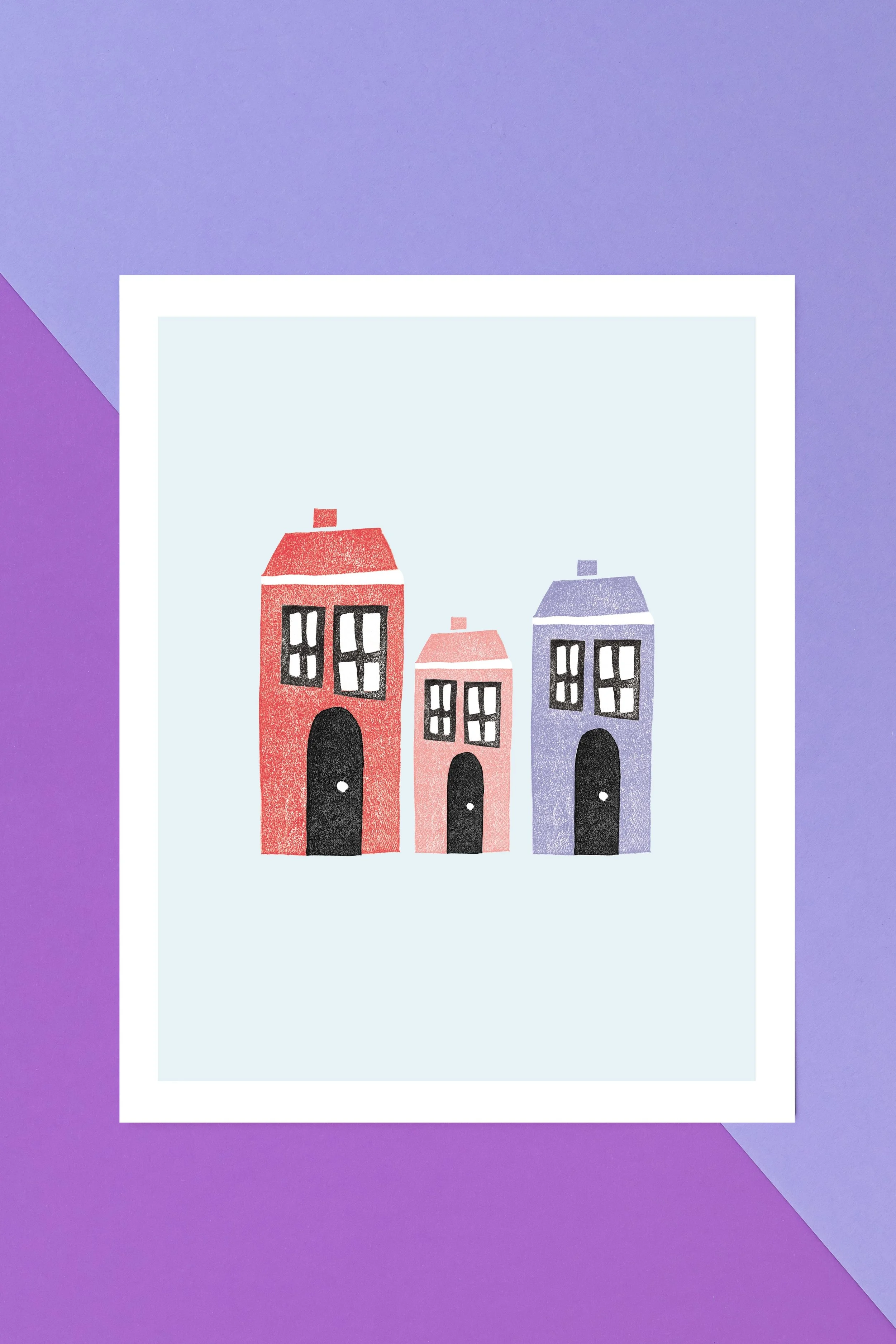 "Homes" Linocut 8x10 Print