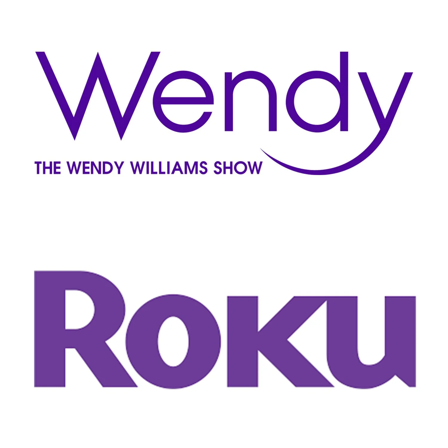 Logos of "Wendy: The Wendy Williams Show" and "Roku" in purple text on a white background.