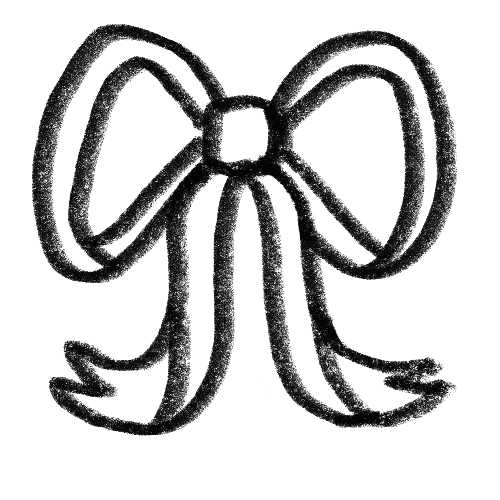 A hand-drawn image of a bow, tied neatly in the middle.