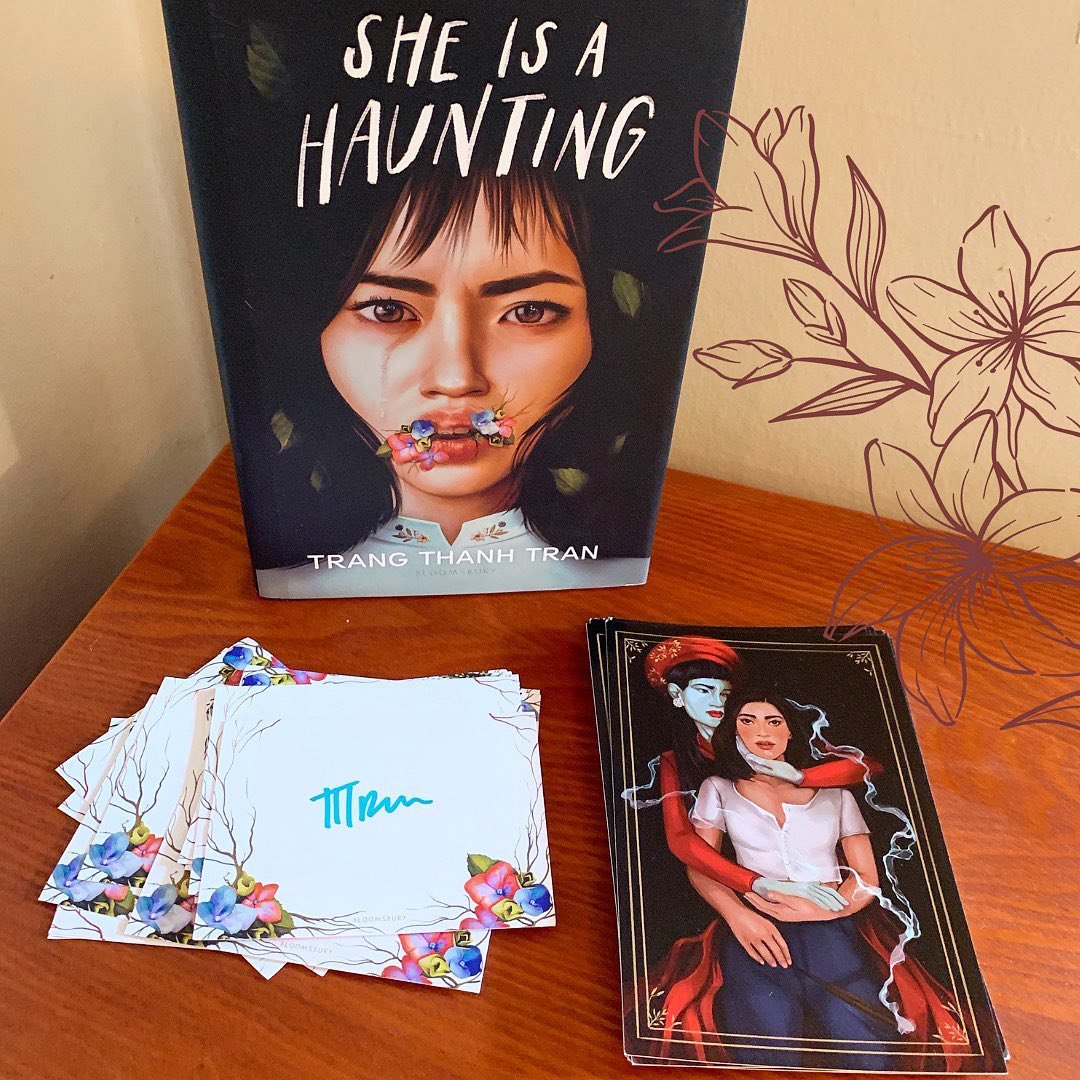A special thank you to @nvtran_ for sending our members signed book plates and this gorgeous print of Jade and Cam! 

It was such a joy to speak with them in March ahead of our book club meeting and I know SHE IS A HAUNTING will be a book that will s