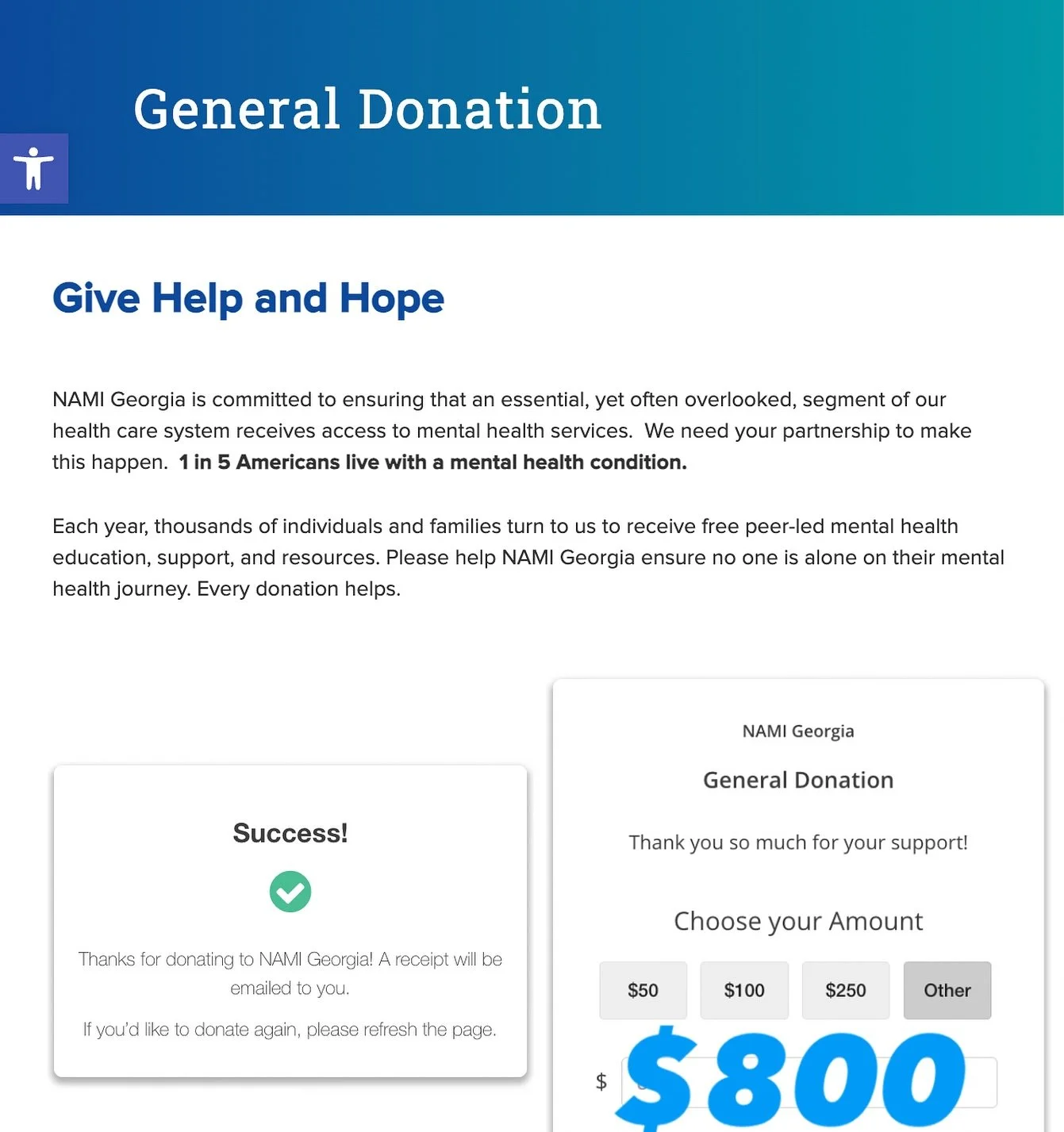 HOORAY! 🎉 The cast, crew and orchestra of Next To Normal are excited to donate $800 to @namigeorgia to support mental health initiatives across our home state. 🧠🏥
