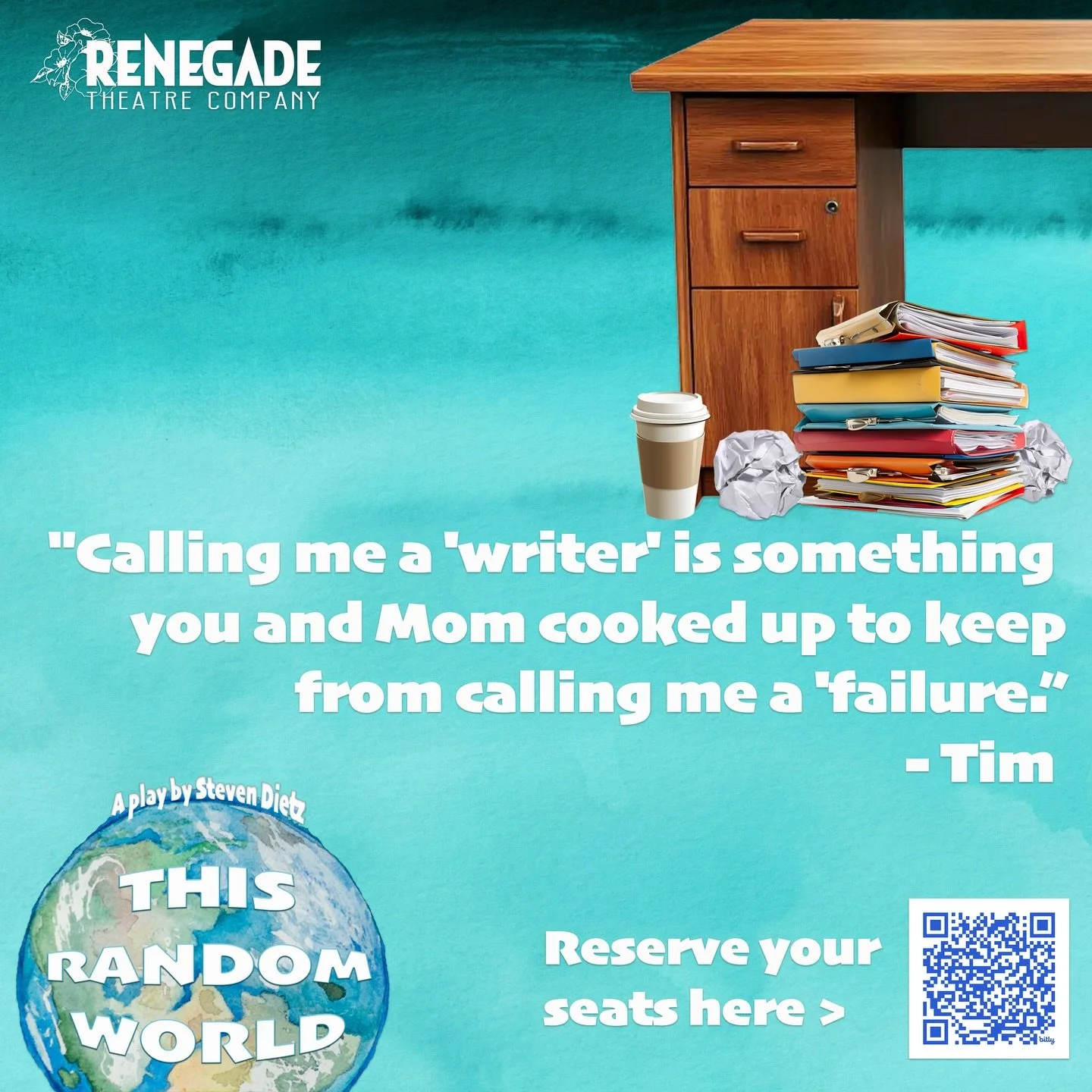 How is it possible to be so close to someone and yet so far away? 🛤️ Tim and Beth are heading for different ends of the earth, even when they&rsquo;re standing in the same room. 🏠👥
This Random World opens tomorrow night - 8pm @vahichurch🌎 bit.ly/