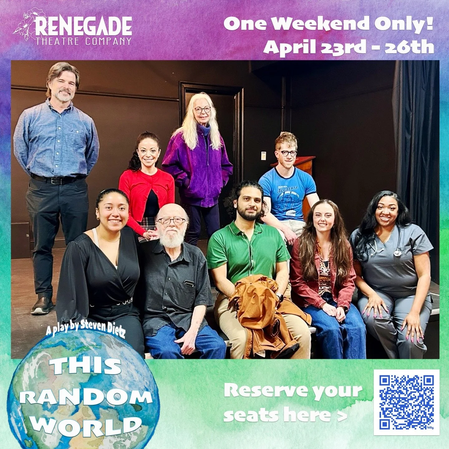 Tonight is opening night for THIS RANDOM WORLD! Congrats to this incredible cast and crew. We&rsquo;re so excited to welcome audiences in to experience this fresh one act play directed by @wkelley812 🎭