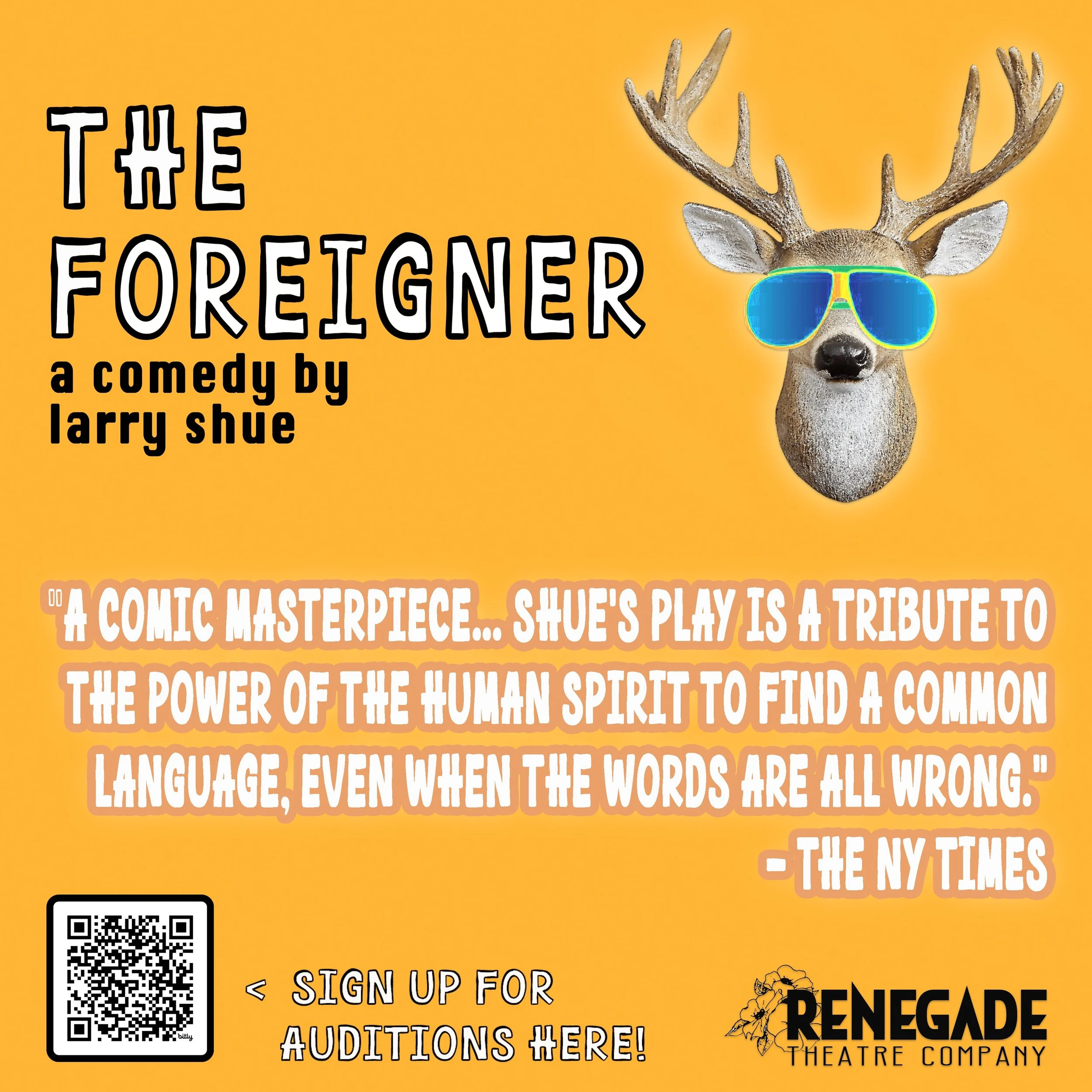 Looking to flex your physical and comedic acting skills? Join us on this exciting project directed by @beardchester1 🎭 &ldquo;The Foreigner&rdquo; by Larry Shue is a classic comedy rooted in some deeper issues that come to light through the course o