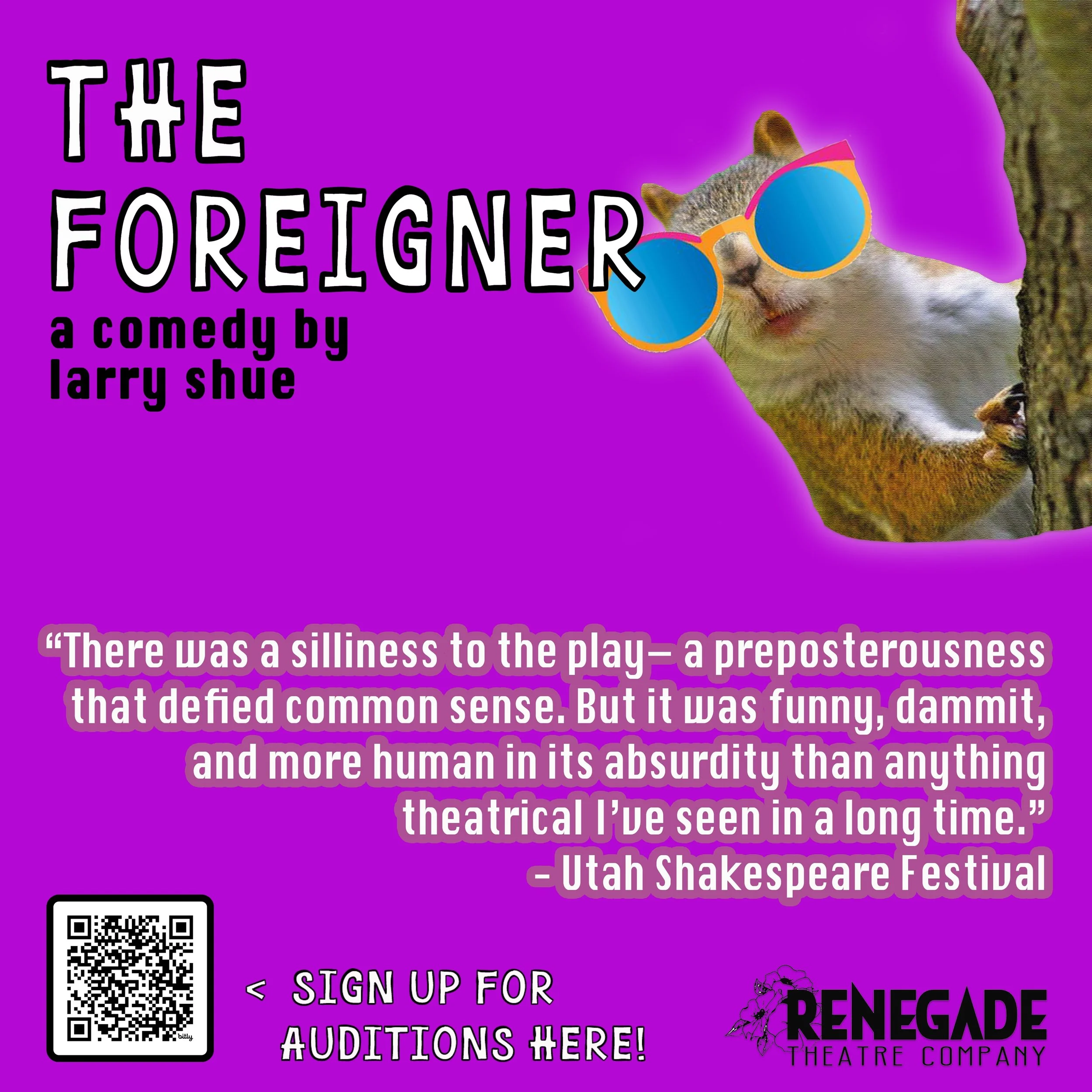🐿️🕶️We&rsquo;re leaning into the preposterous, the silly, and the deeply human with our upcoming production of The Foreigner by Larry Shue. If you love a comedy that is as heartfelt as it is hilarious, we want YOU in the room! We are casting a wide