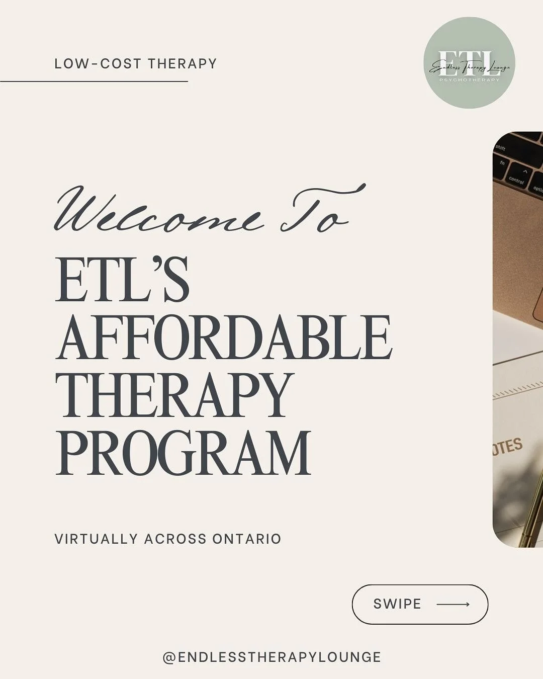 We&rsquo;re so excited to share Endless Therapy Lounge&rsquo;s new Affordable Therapy Program🫶🏼🤍

At ETL, our biggest mission has always been to make therapy more accessible - especially for BIPOC, immigrant, and marginalized communities who deser