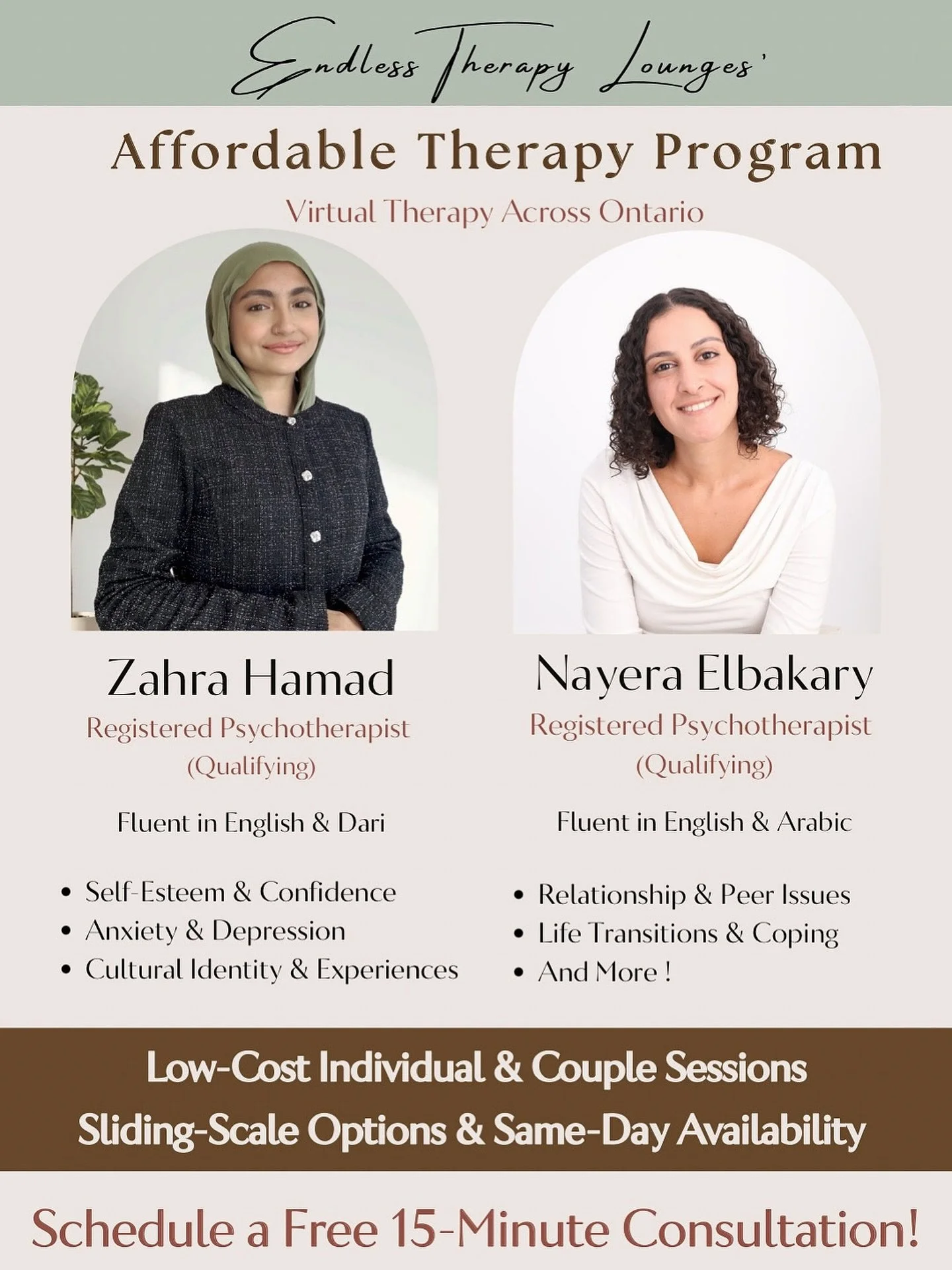 ✨ Low-Cost &amp; Accessible Therapy Across Ontario ✨

We&rsquo;re proud to offer low-cost, sliding-scale therapy with our amazing Registered Psychotherapists (Qualifying) &mdash; passionate about making mental health support accessible and relatable.