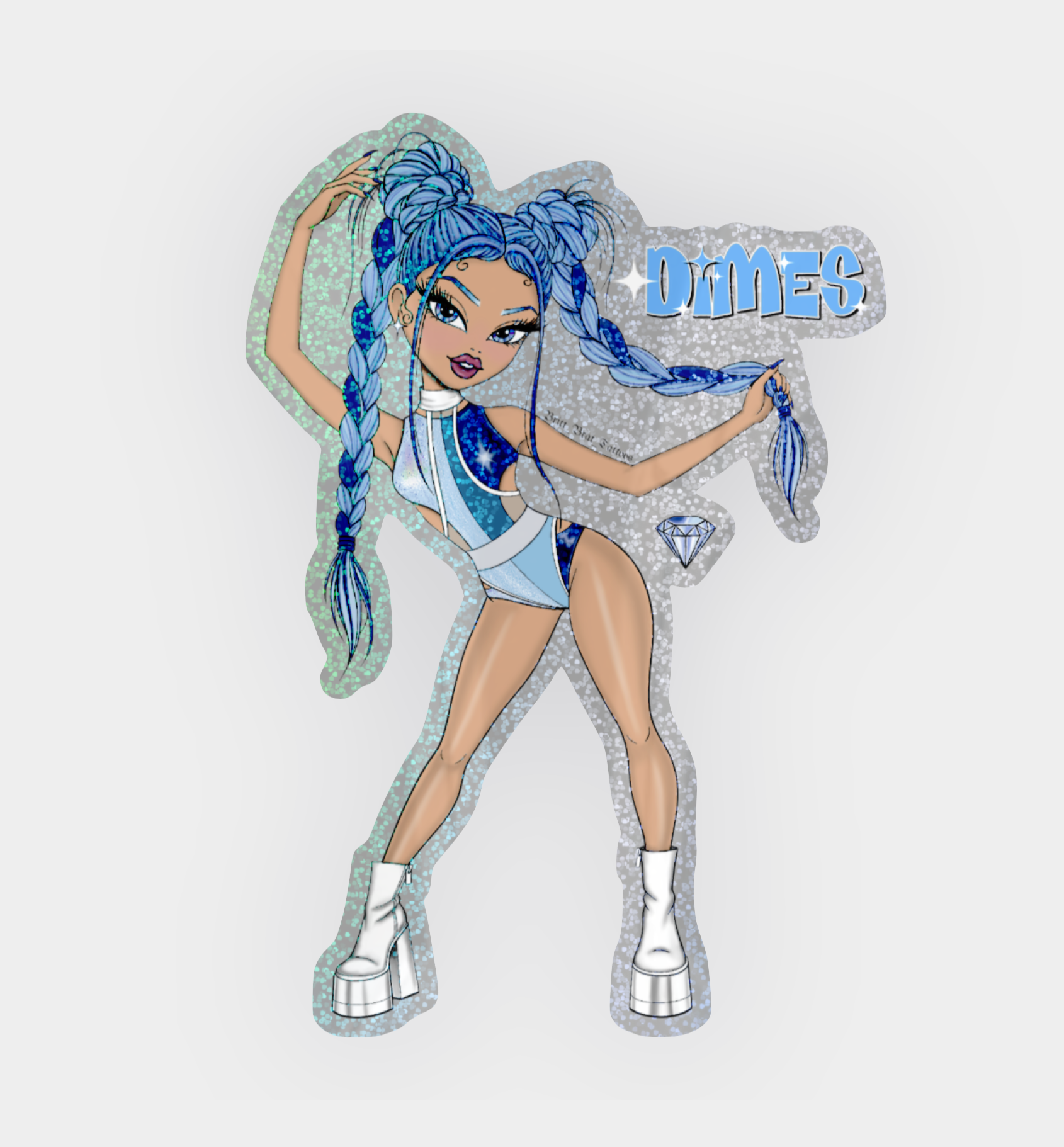 Dimes Brat Glitter Sticker