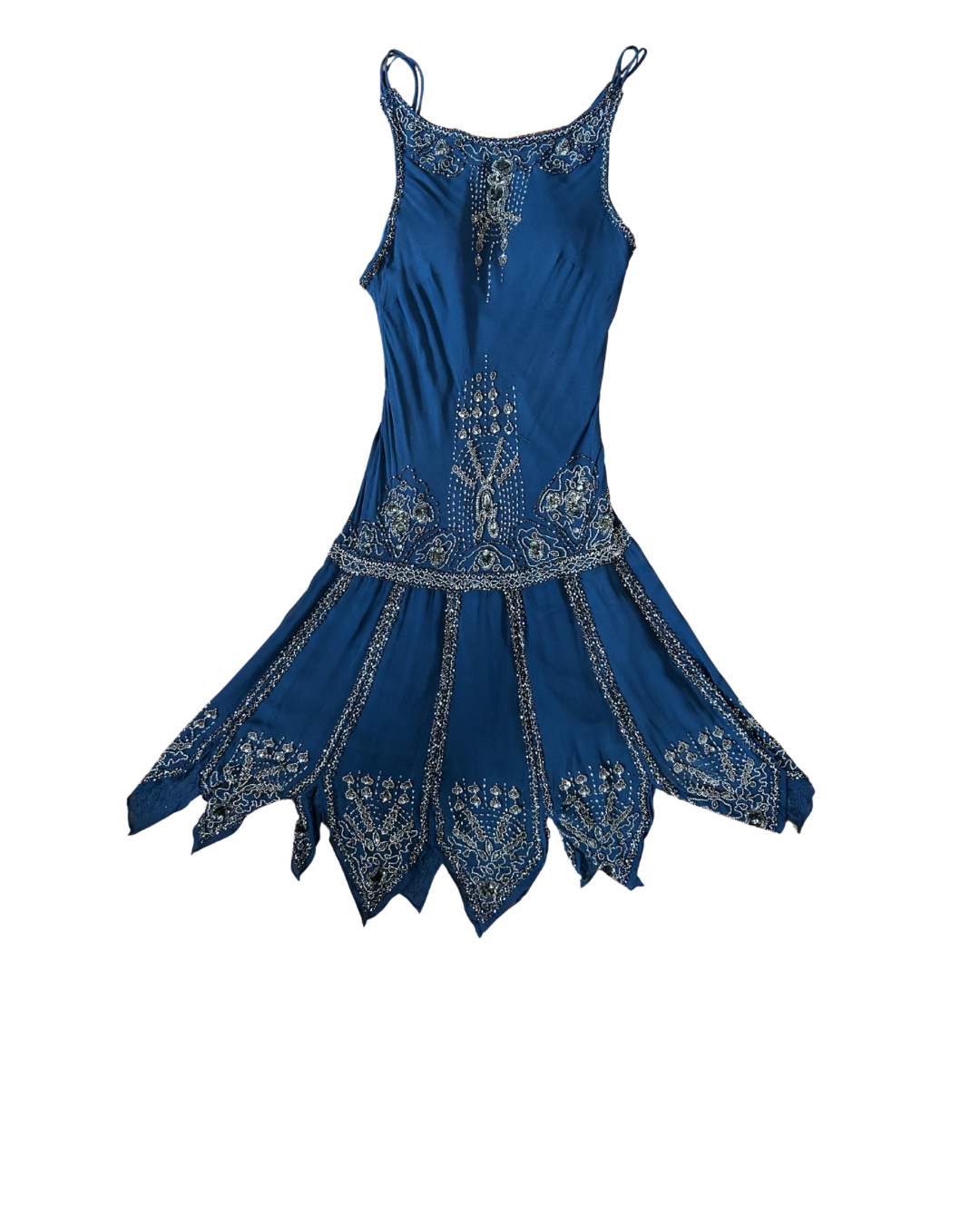 Sue Wong Beaded Handkerchief Hem Evening Dress