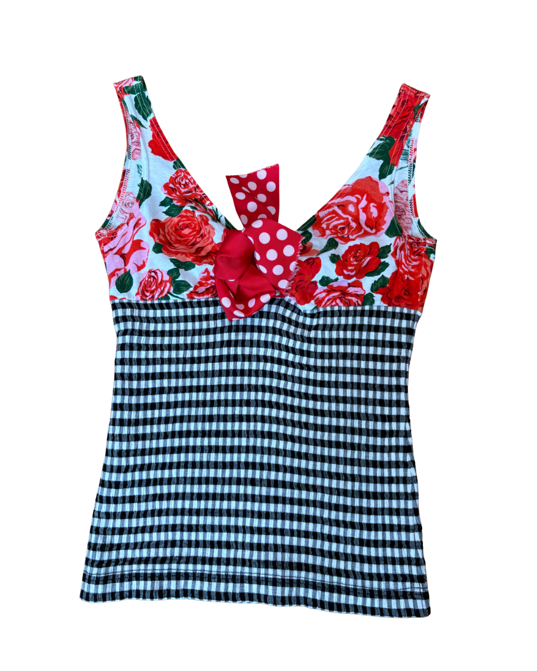 Rare Vintage Moschino Jeans Floral Gingham Top