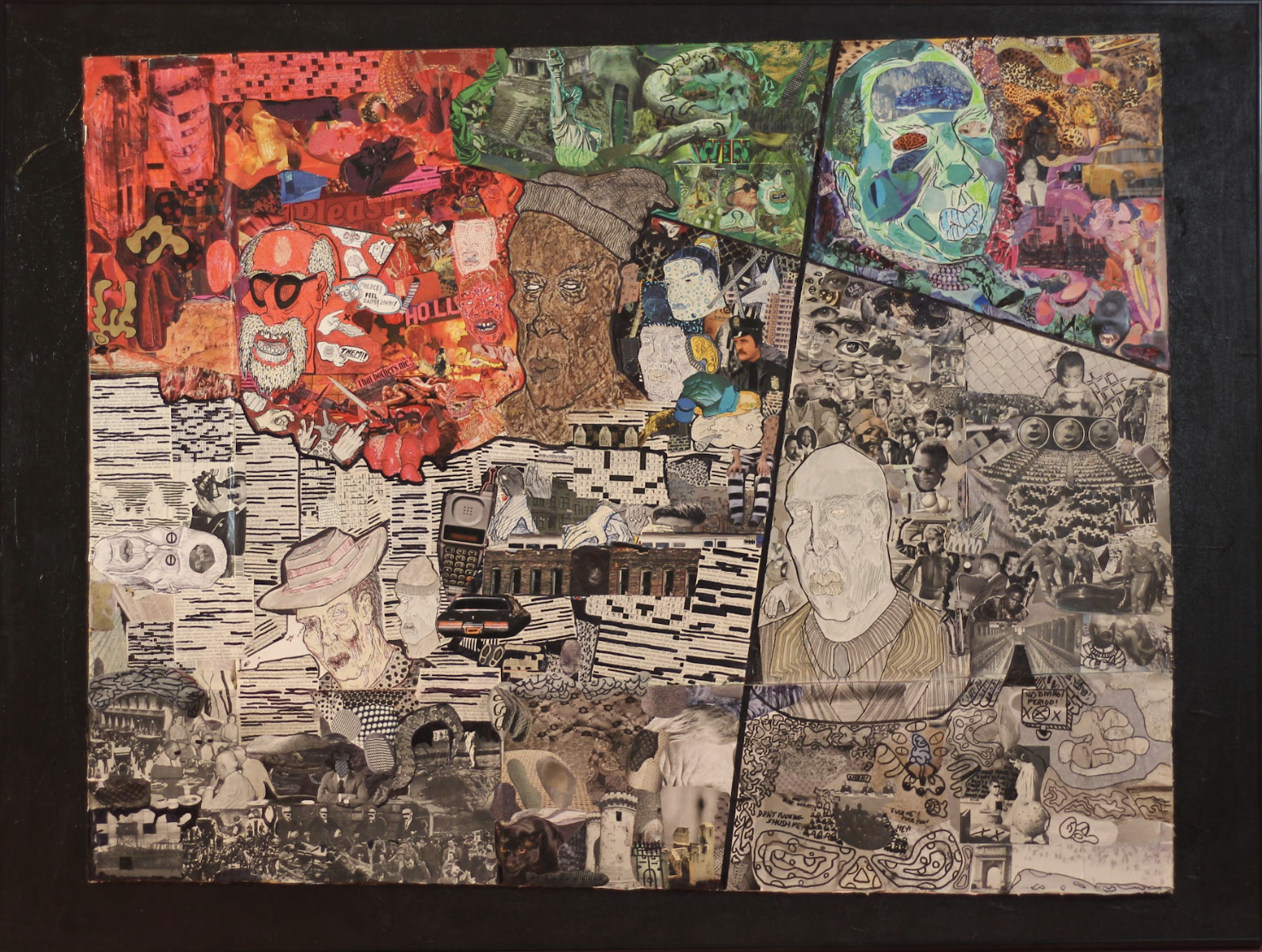 “Men With Hats” (2017) Mixed Media Collage on Panel/Canvas. 36”x48”