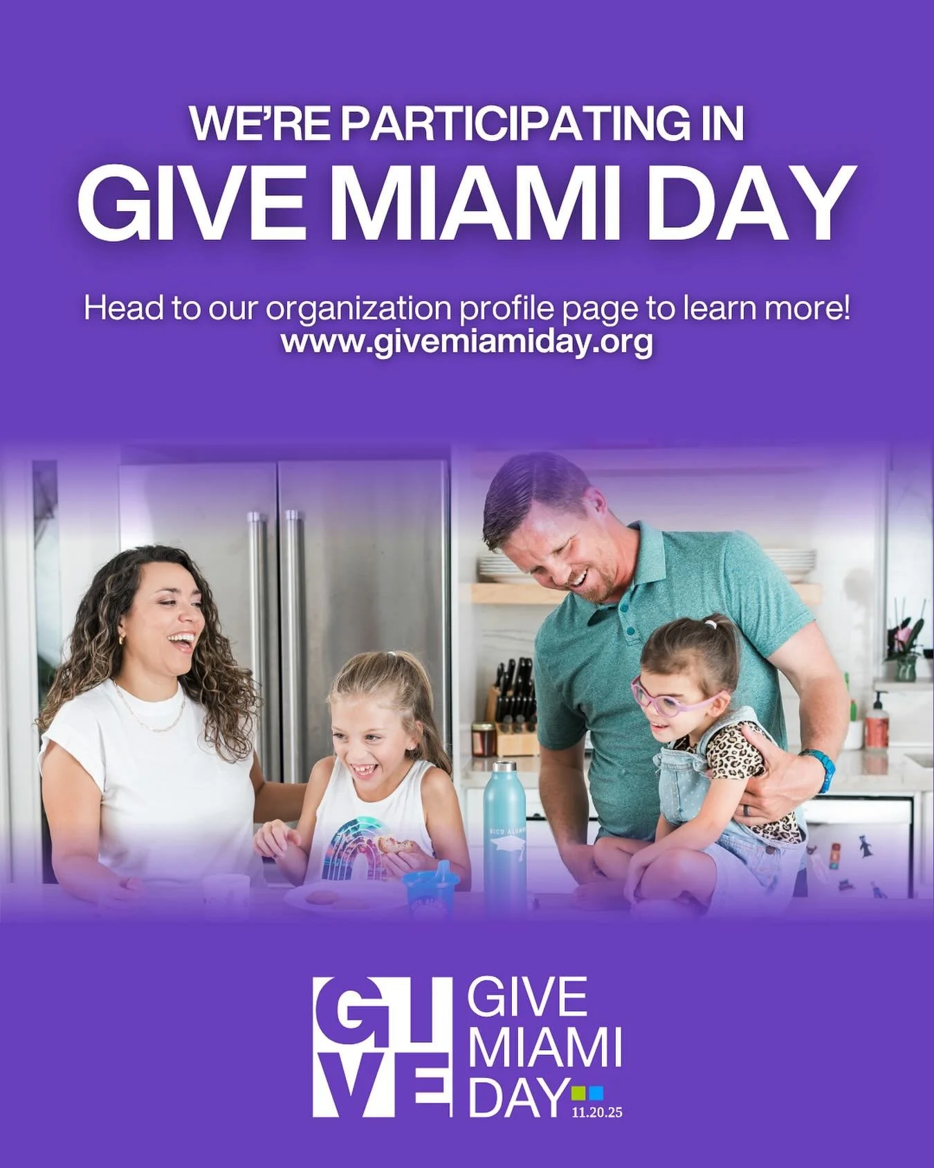 What if your one small act of kindness could spark a lifetime of impact?

💙 Give Miami Day is one of the largest annual giving events in the country,  a 24-hour opportunity to uplift the nonprofits that make Miami stronger, safer, and more supported