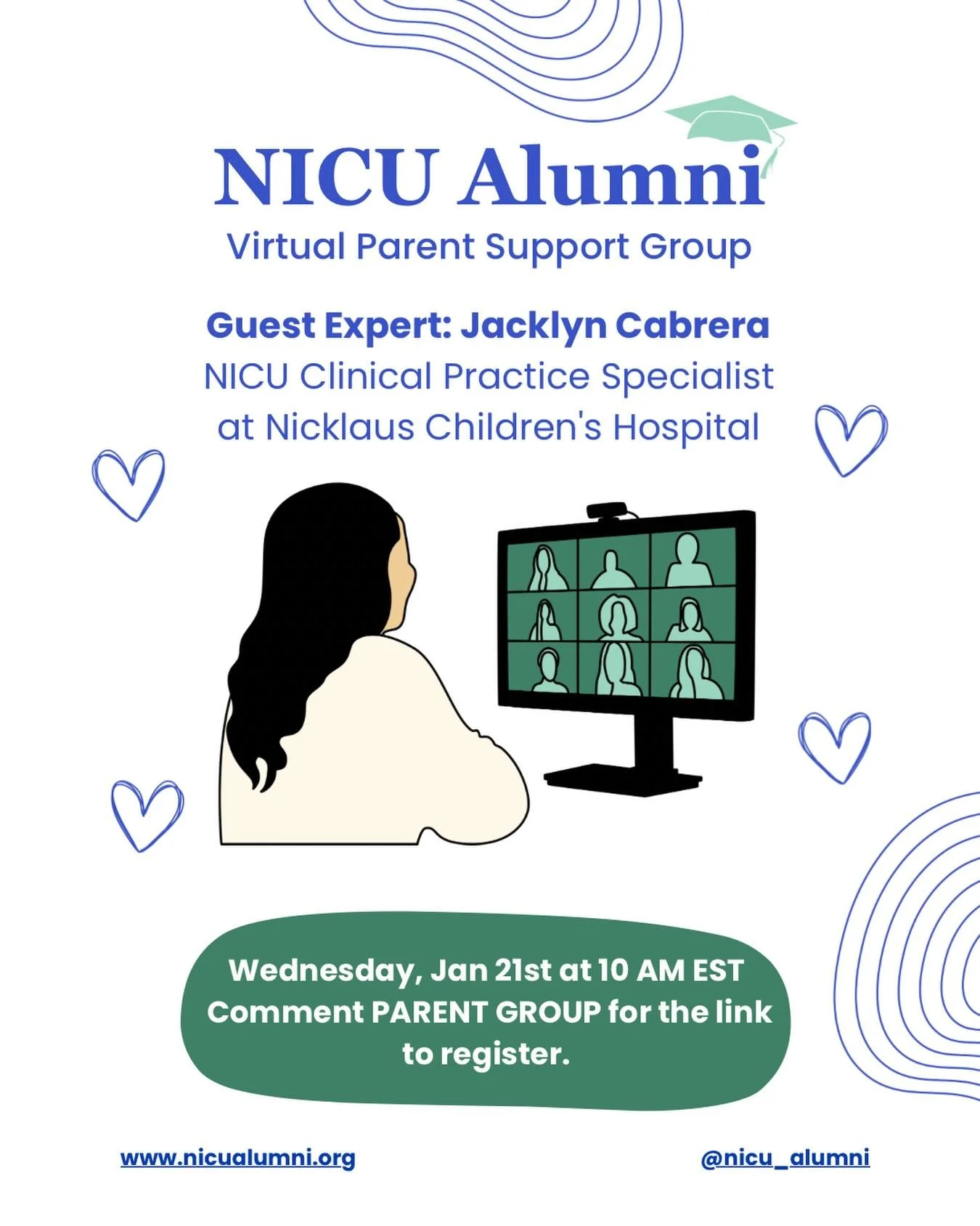 Your baby is home&hellip; but sleep safety questions didn&rsquo;t stay in the NICU.

Join us for our first NICU Alumni Parent Group of 2026!

With over 10 years of experience in neonatal care, Jacklyn Cabrera leads safe sleep education at Nicklaus Ch