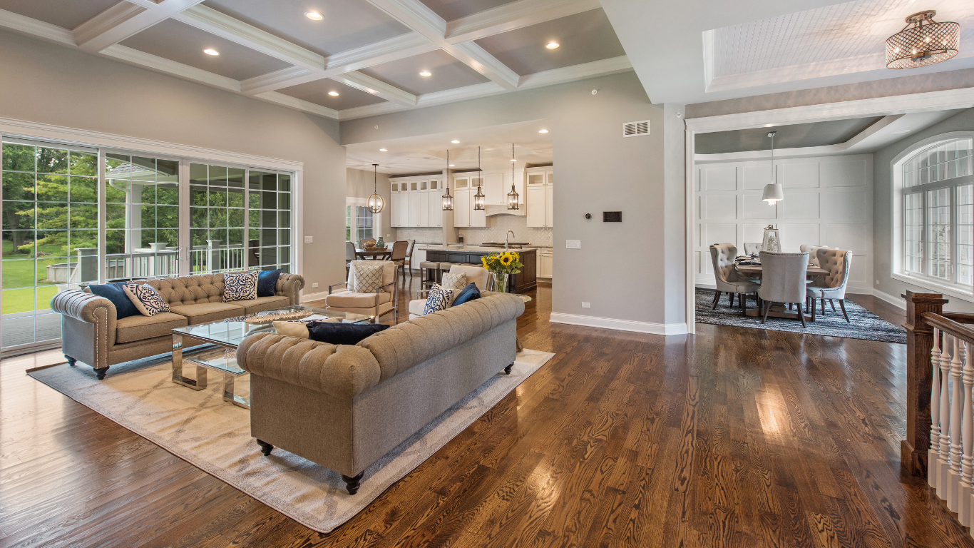 Custom hardwood flooring installation and finishing in a Chicagoland home