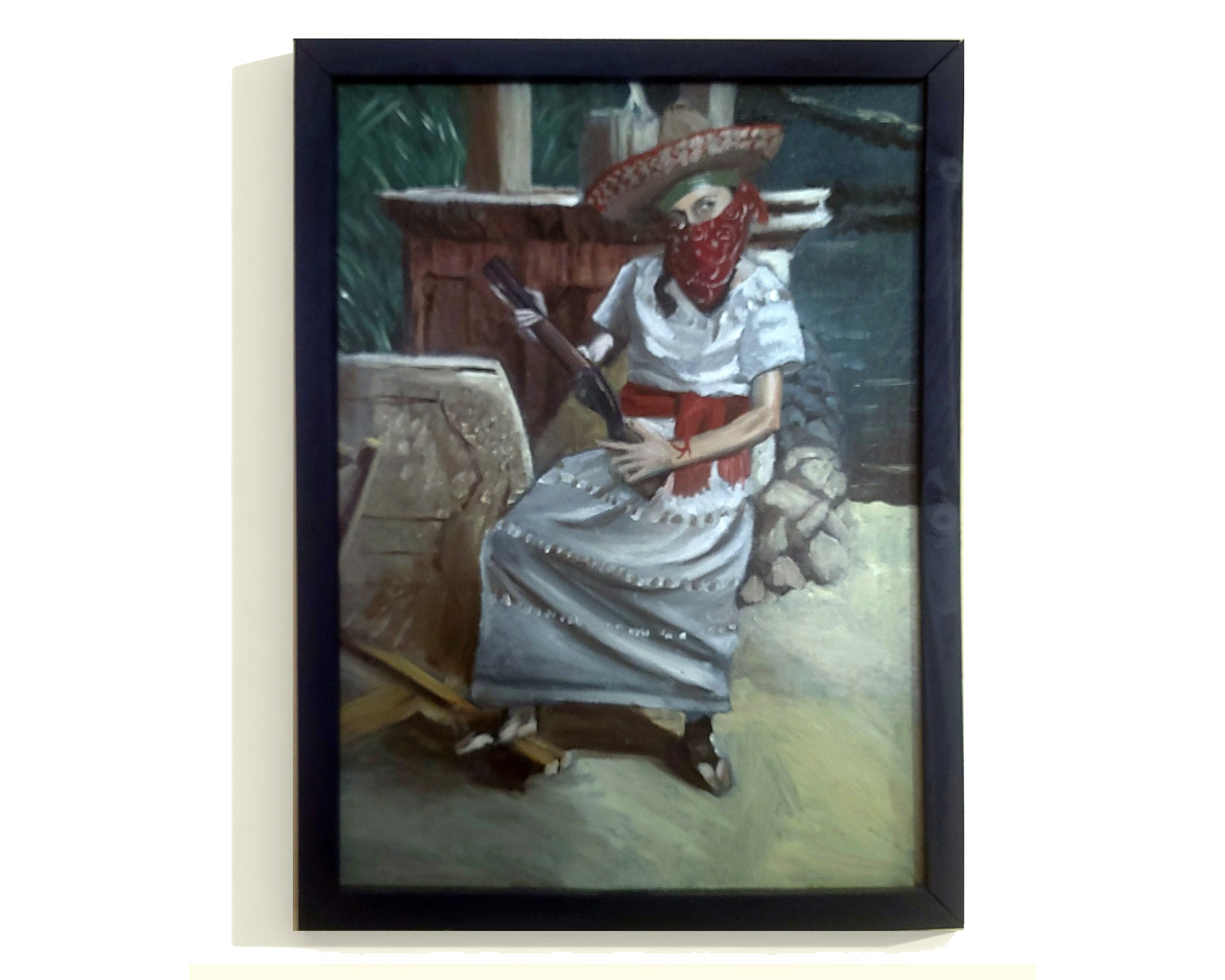 The Old West Comes Alive: Lady Bandit Oil Painting
